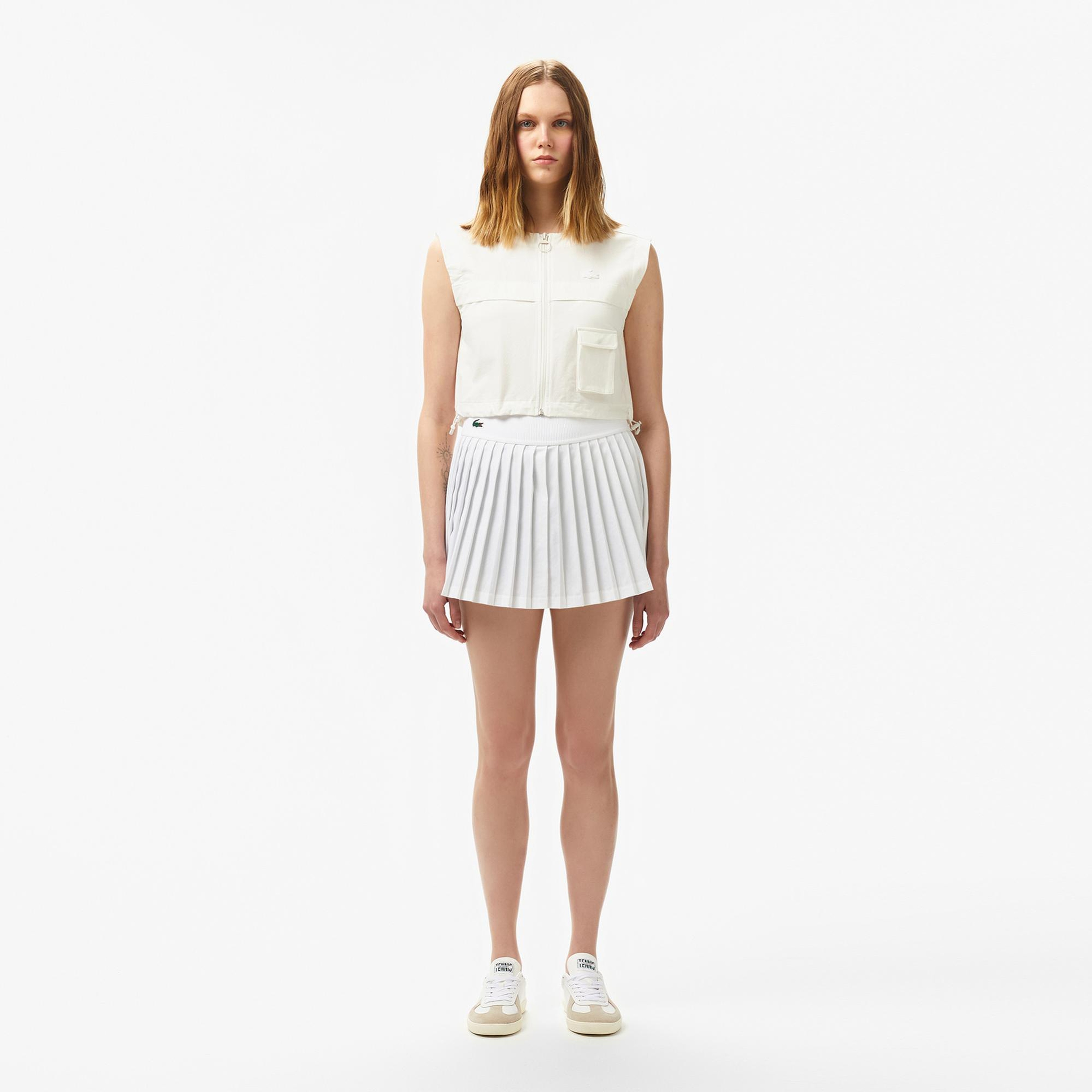 Lacoste Kadın Regular Fit Kolsuz Fermuarlı Beyaz Gömlek