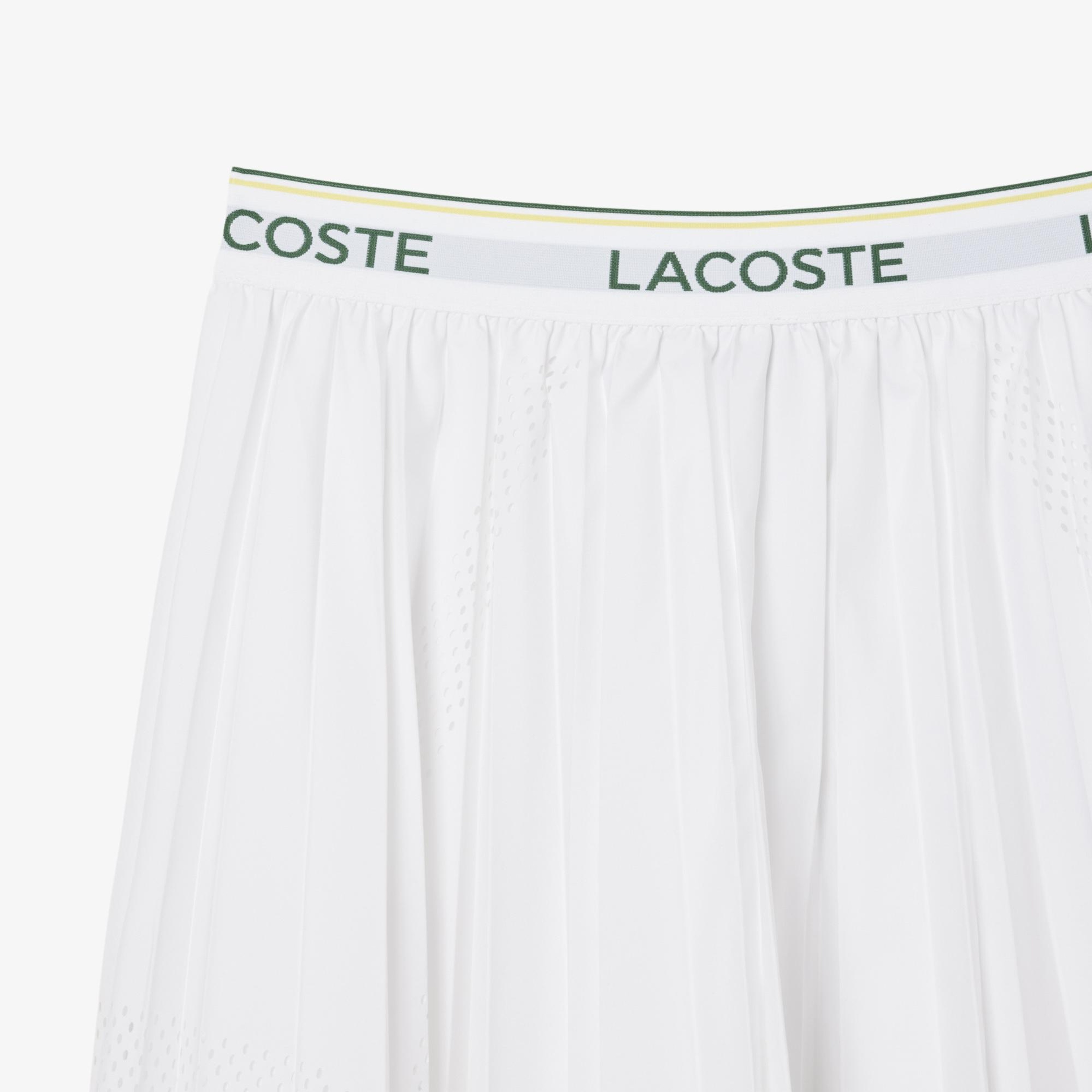 Lacoste Kadın Flare Fit Pileli Beyaz Etek