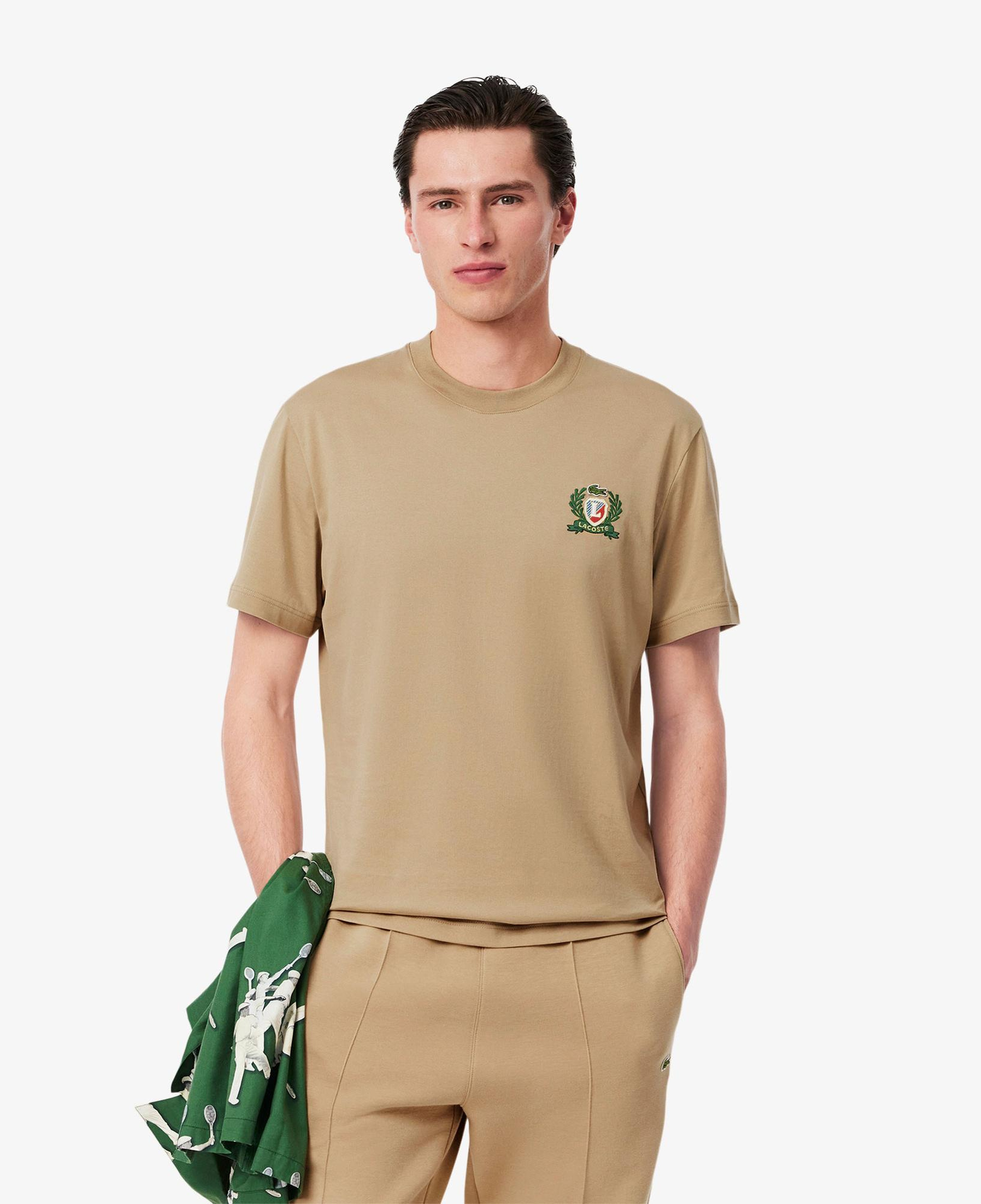 Lacoste Erkek Classic Fit Bisiklet Yaka Bej T-Shirt