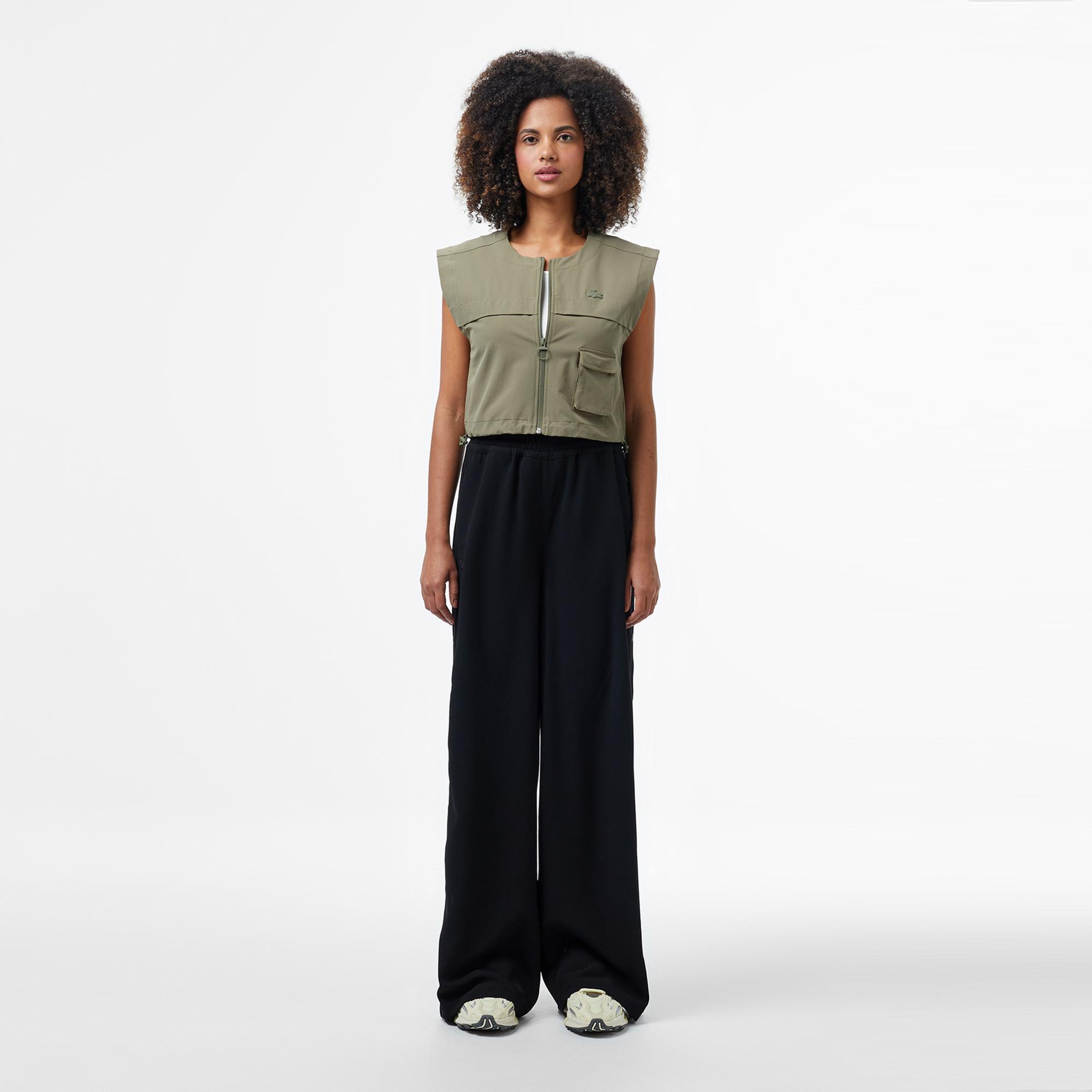 Lacoste Kadın Regular Fit Kolsuz Fermuarlı Haki Gömlek