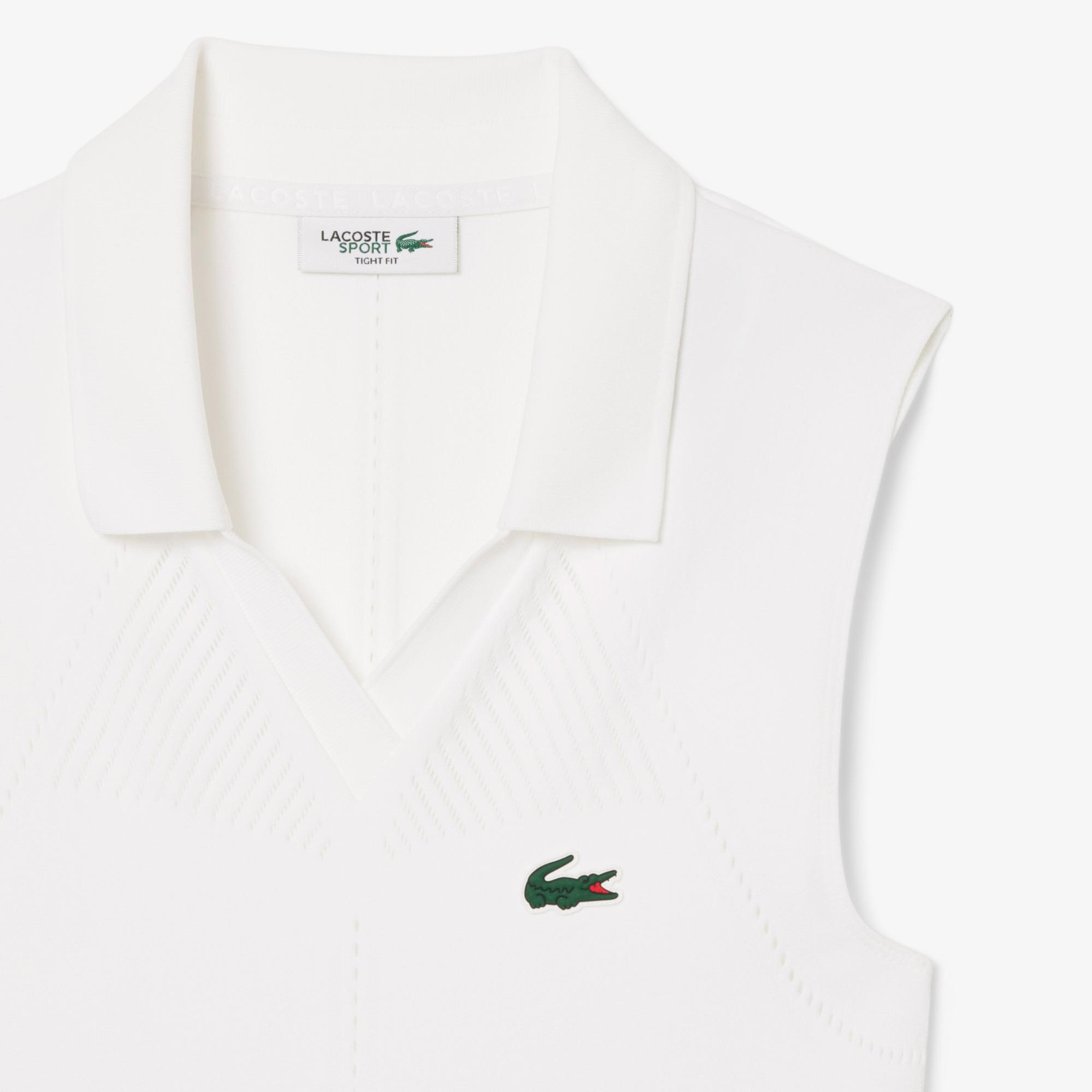 Lacoste Kadın Slim Fit Kolsuz Beyaz Polo