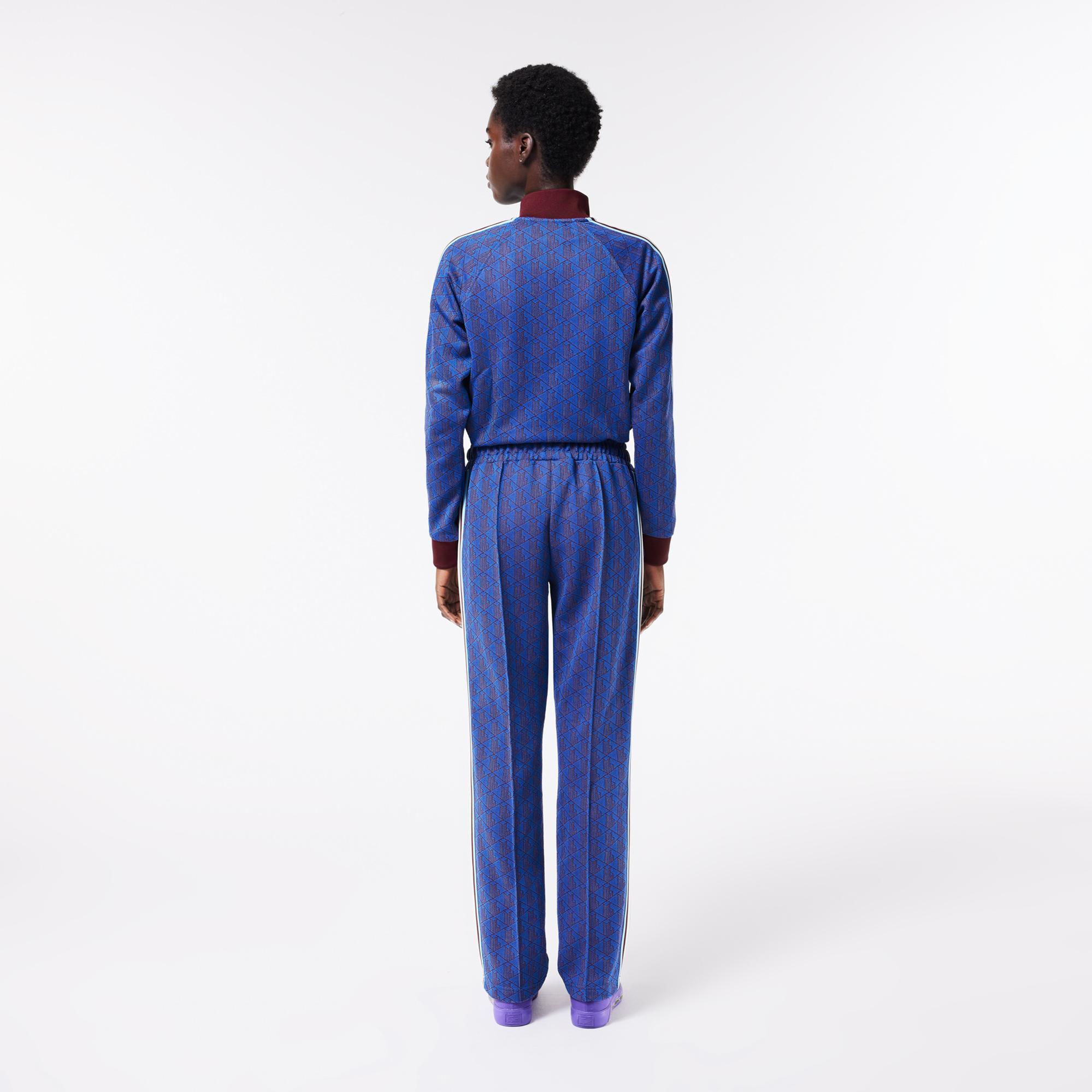 Kadın Straight Fit Monogram Mavi Eşofman Altı