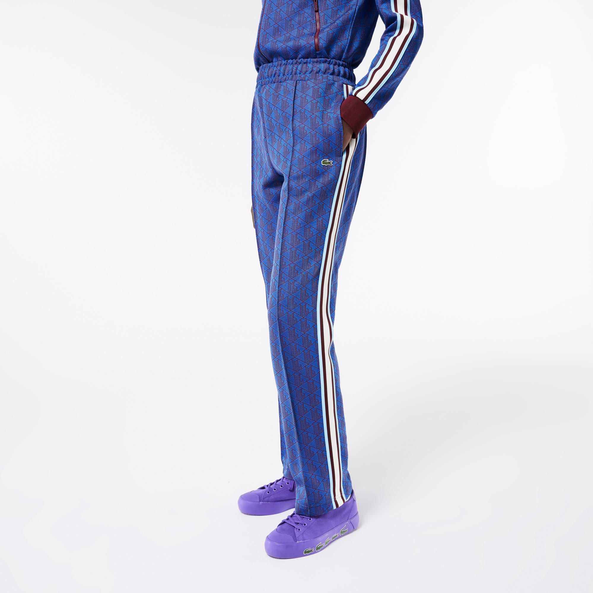 Kadın Straight Fit Monogram Mavi Eşofman Altı