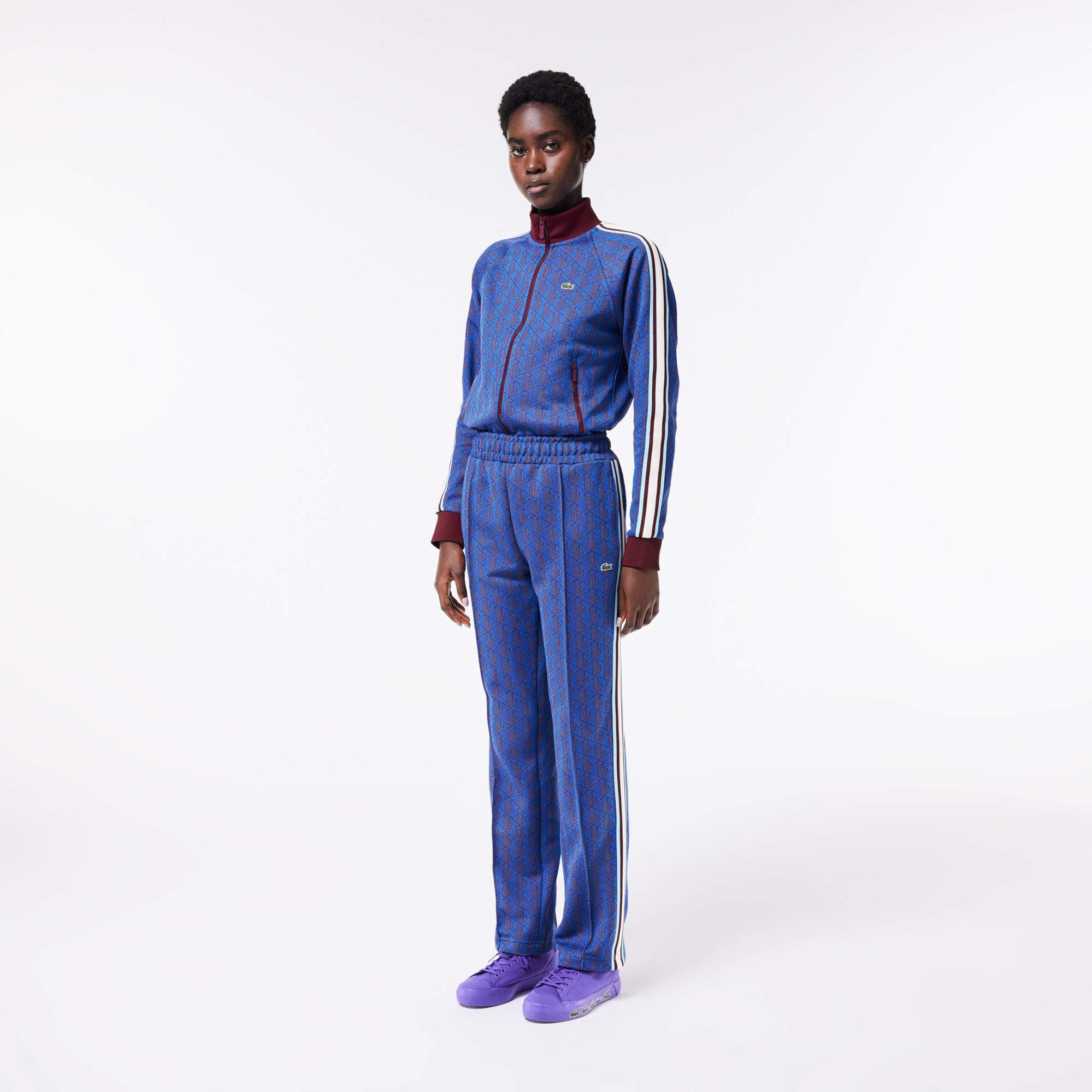 Kadın Straight Fit Monogram Mavi Eşofman Altı