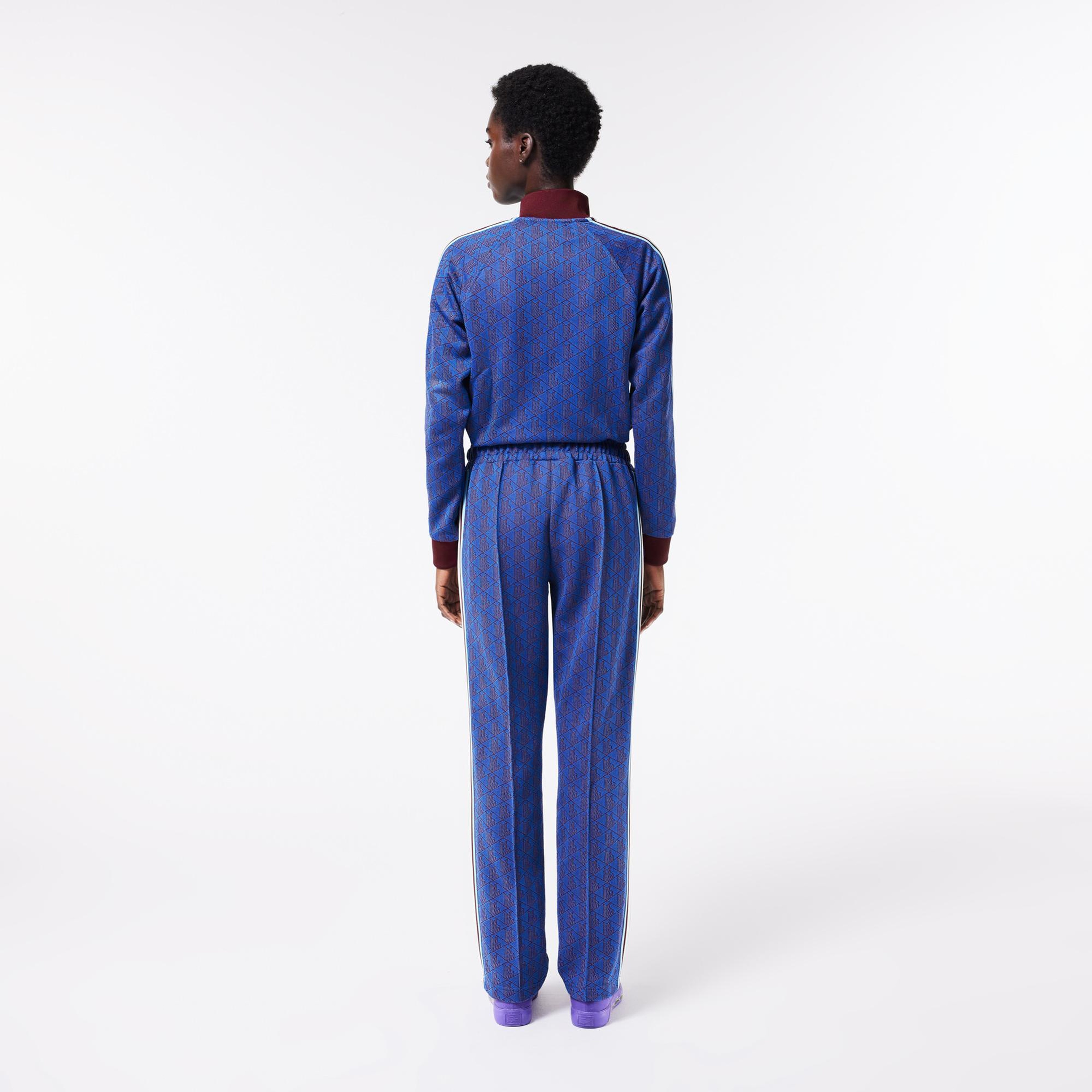 Kadın Straight Fit Monogram Mavi Eşofman Altı