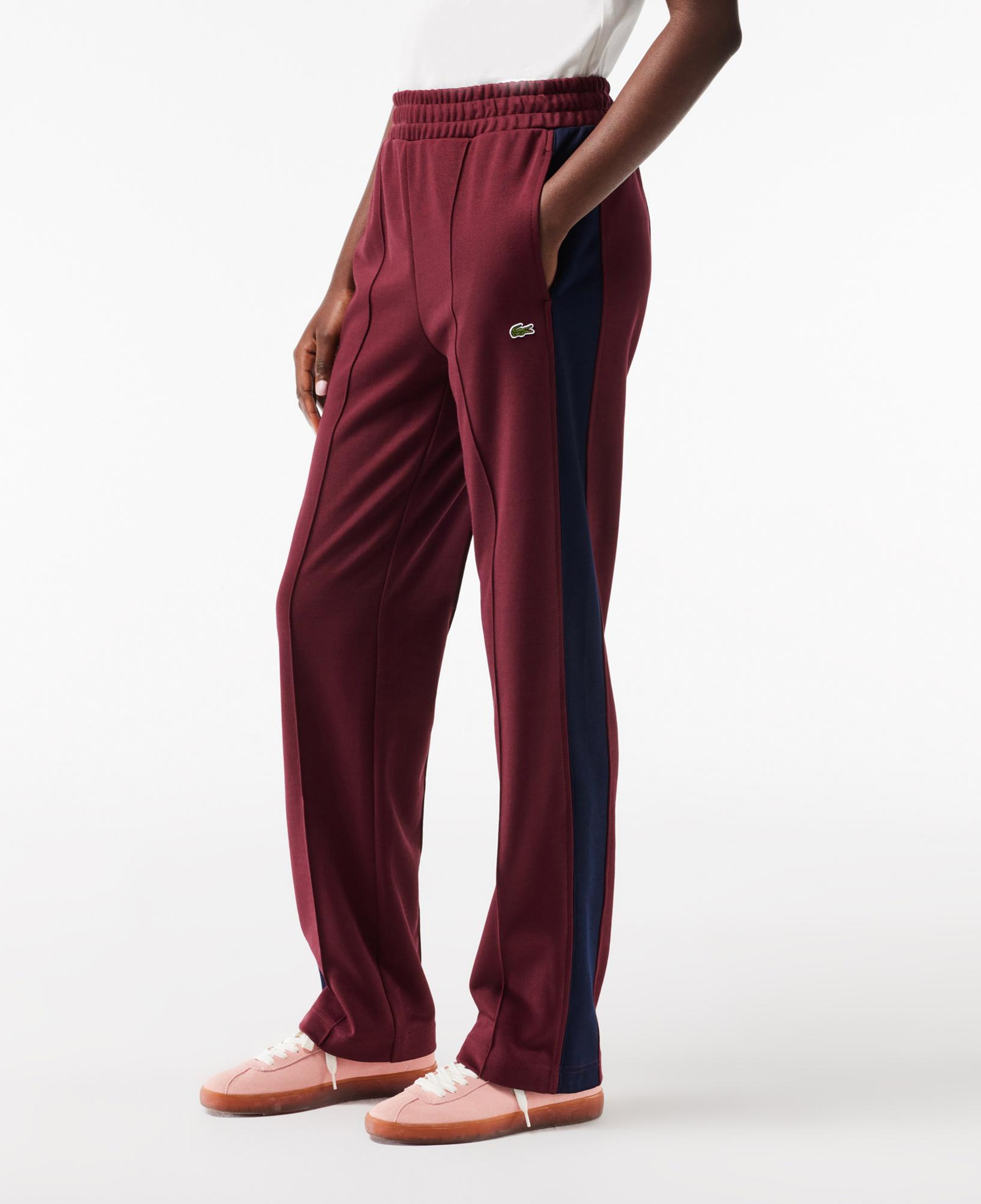 Kadın Straight Fit Renk Bloklu Bordo Eşofman Altı