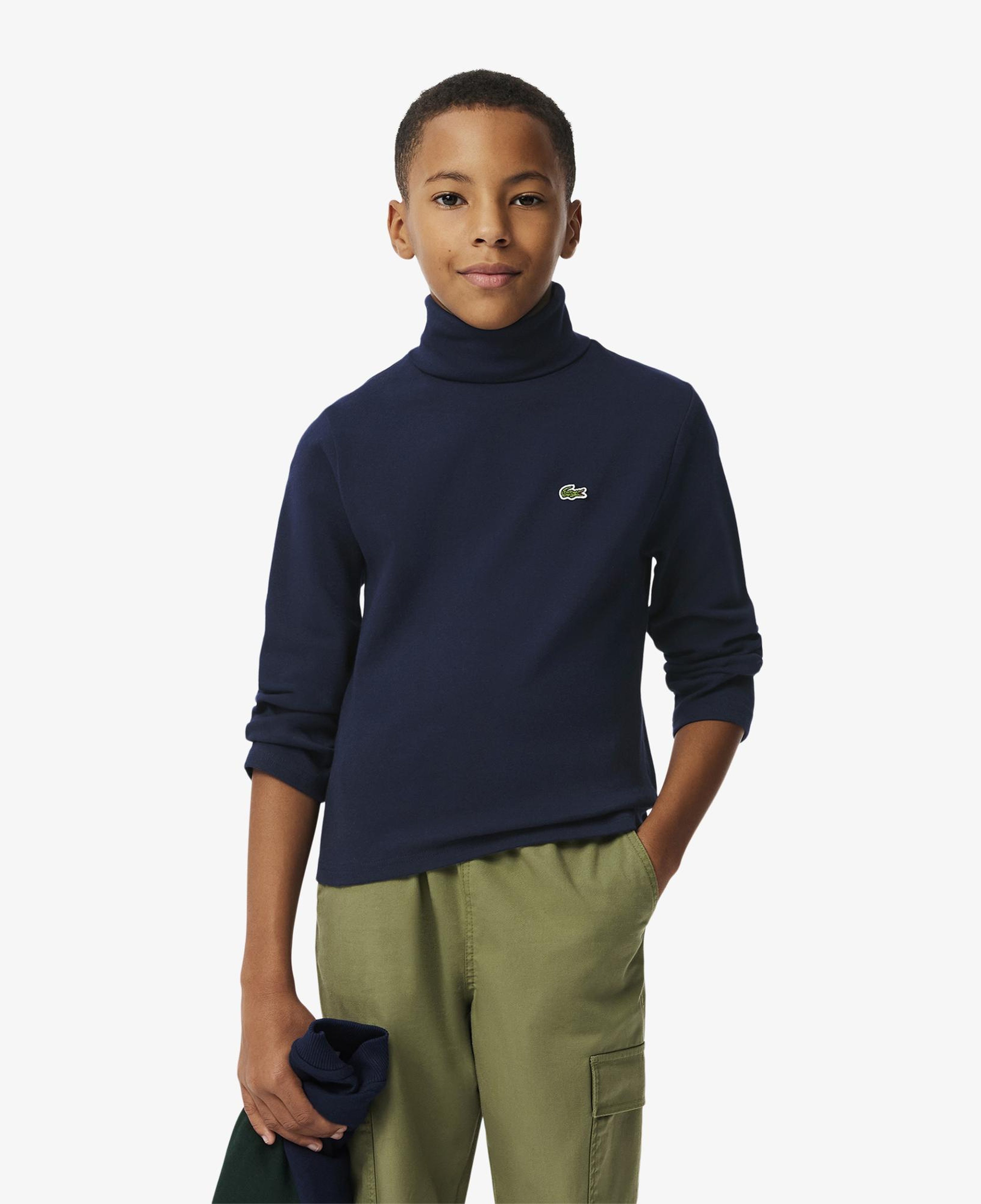 Çocuk Uzun Kollu Boğazlı Yaka Lacivert T-Shirt