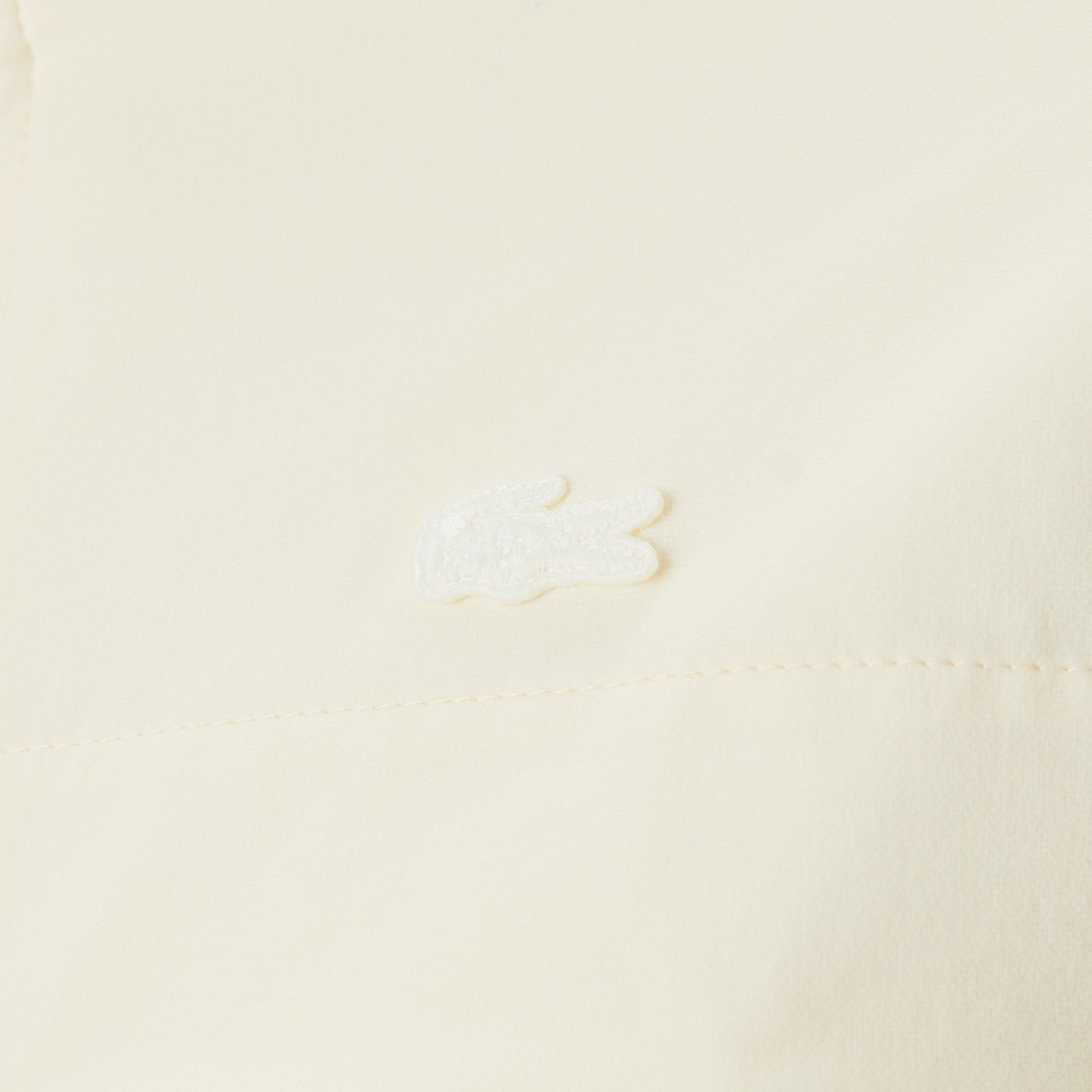 Kadın Kapüşonlu Baskılı Beyaz Mont