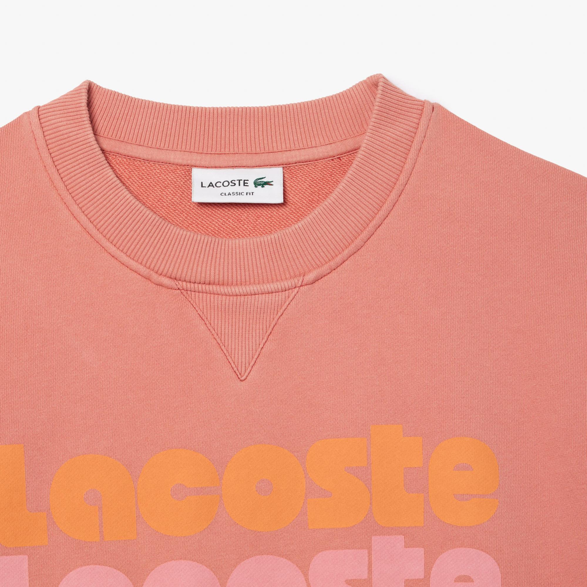Erkek Classic Fit Bisiklet Yaka Baskılı Pembe Sweatshirt