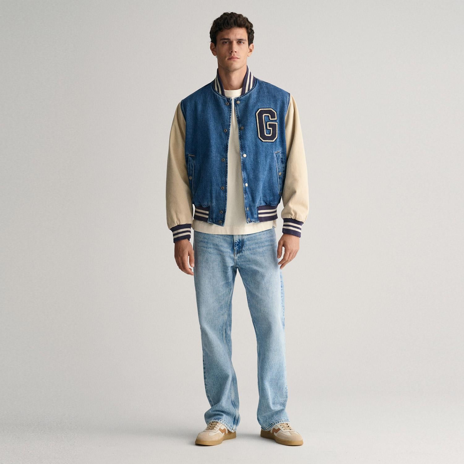 GANT Erkek Lacivert Relaxed Fit Hakim Yaka Logolu Bomber Ceket