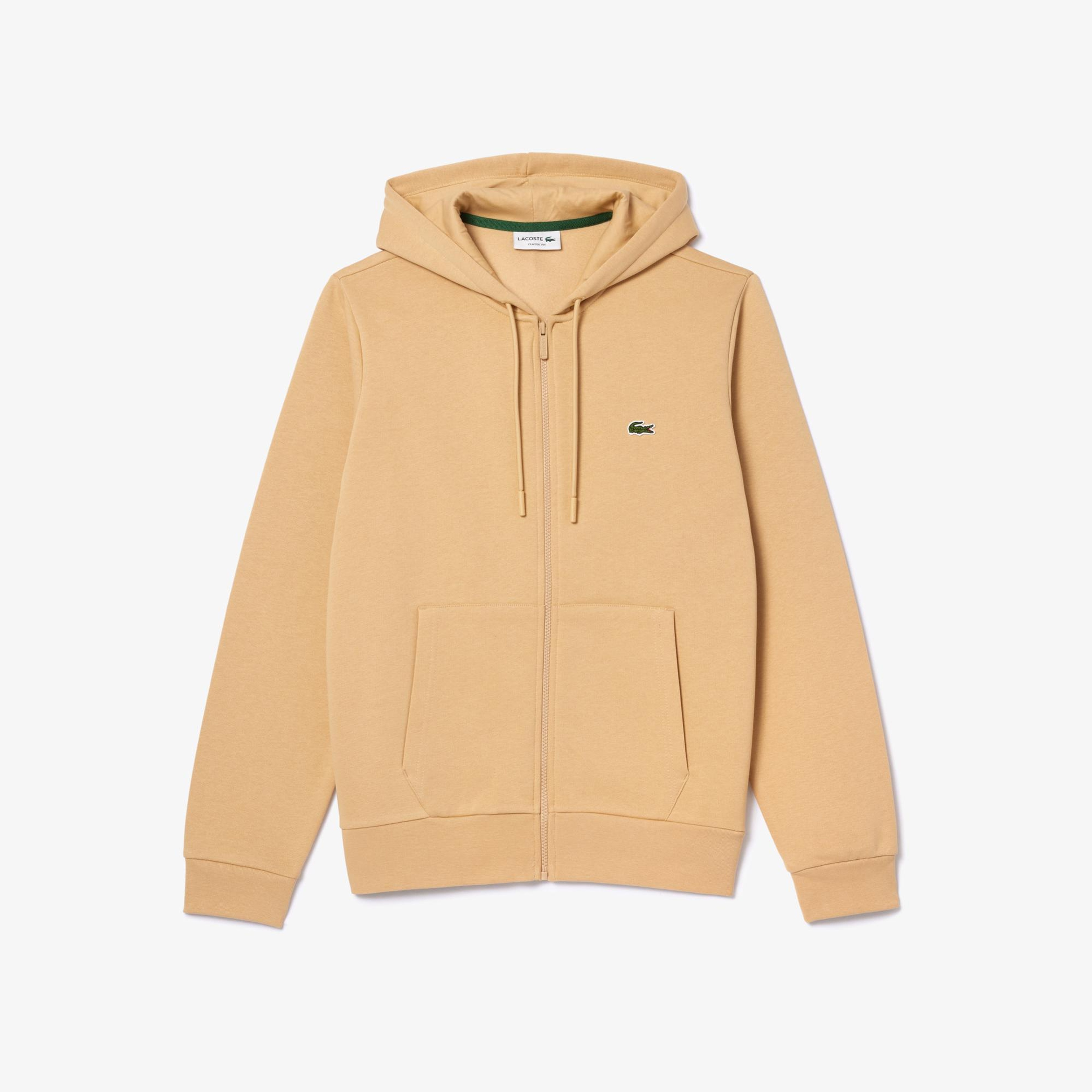 Erkek Classic Fit Fermuarlı Bej Sweatshirt