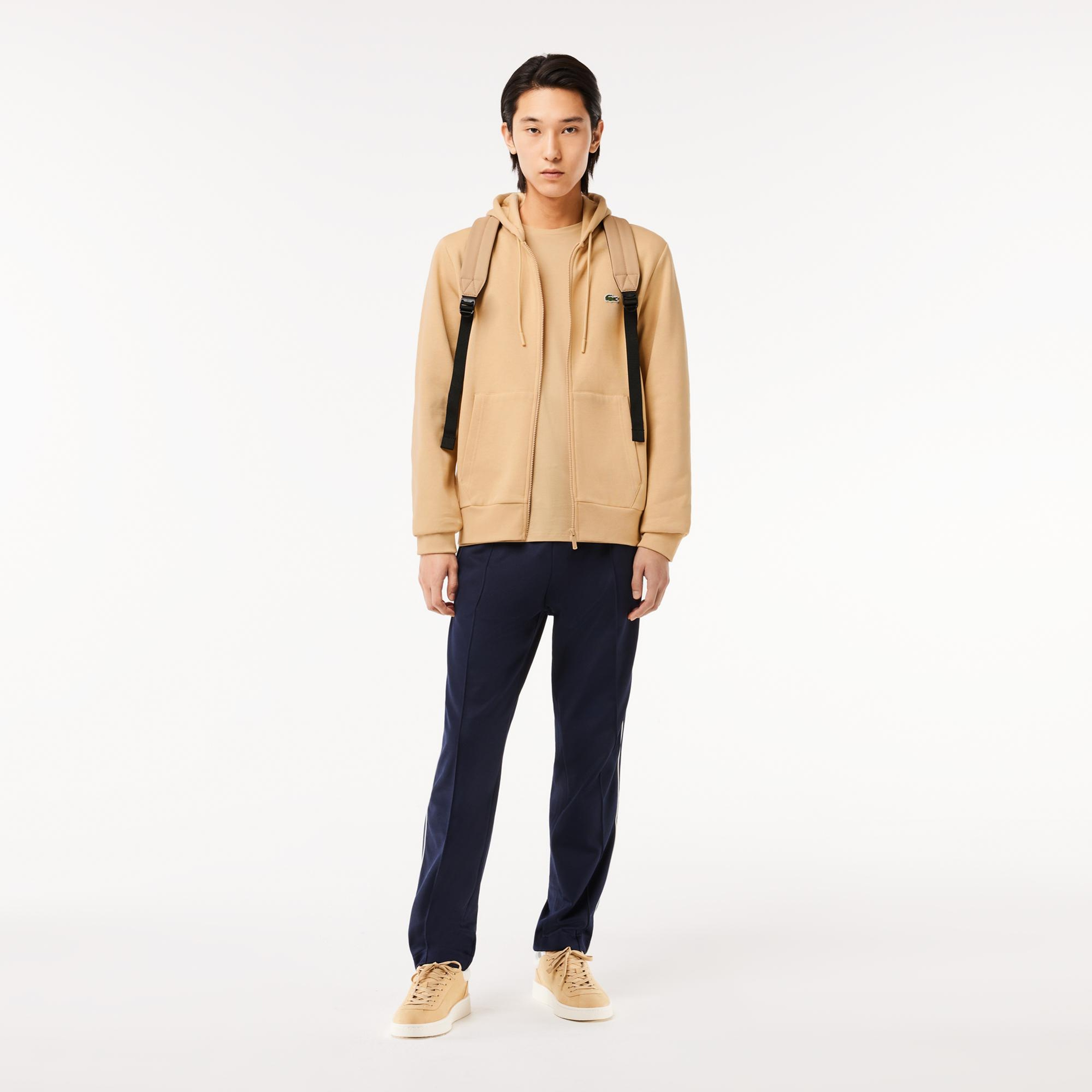 Erkek Classic Fit Fermuarlı Bej Sweatshirt