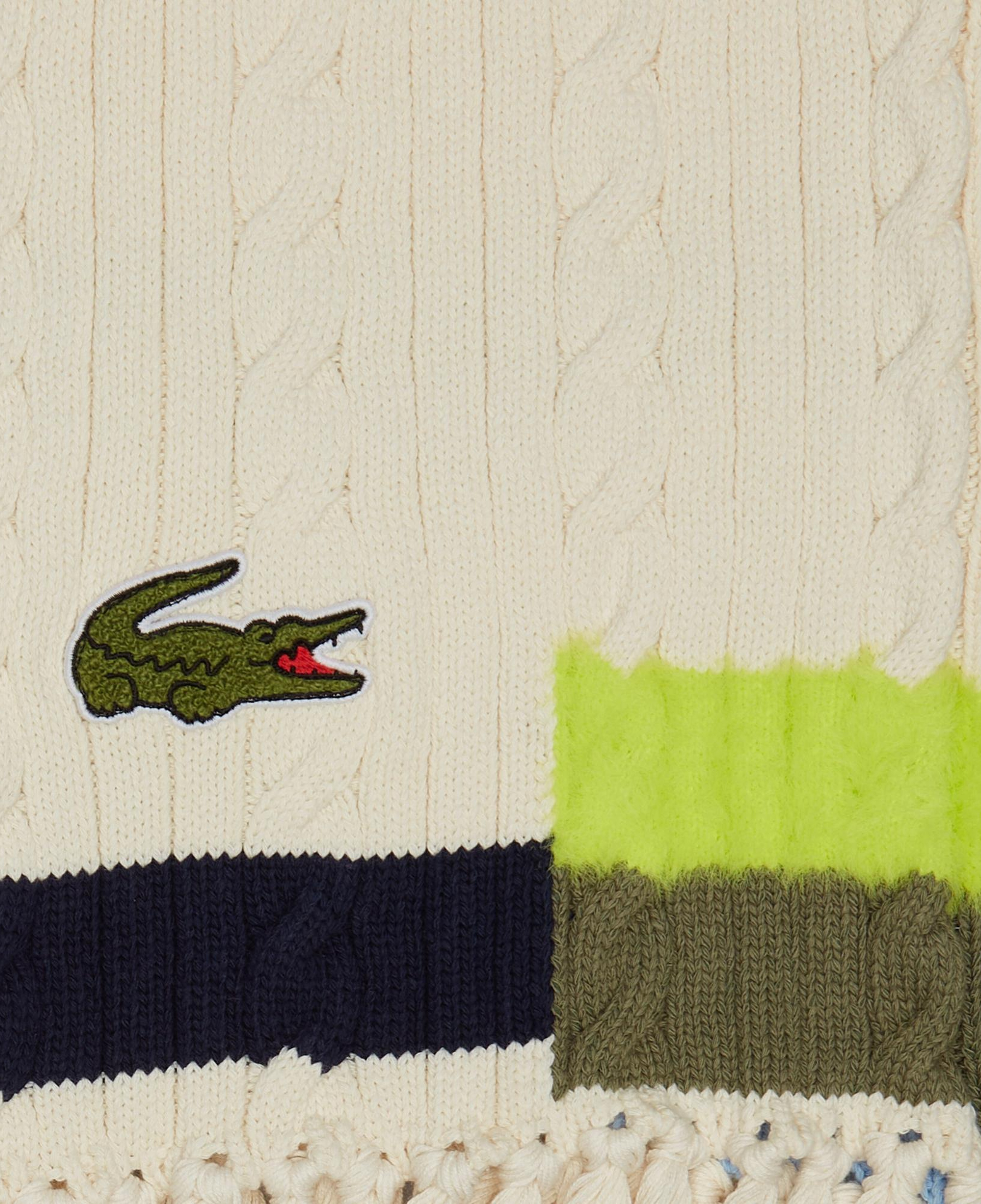 Unisex Renk Bloklu Bej Atkı