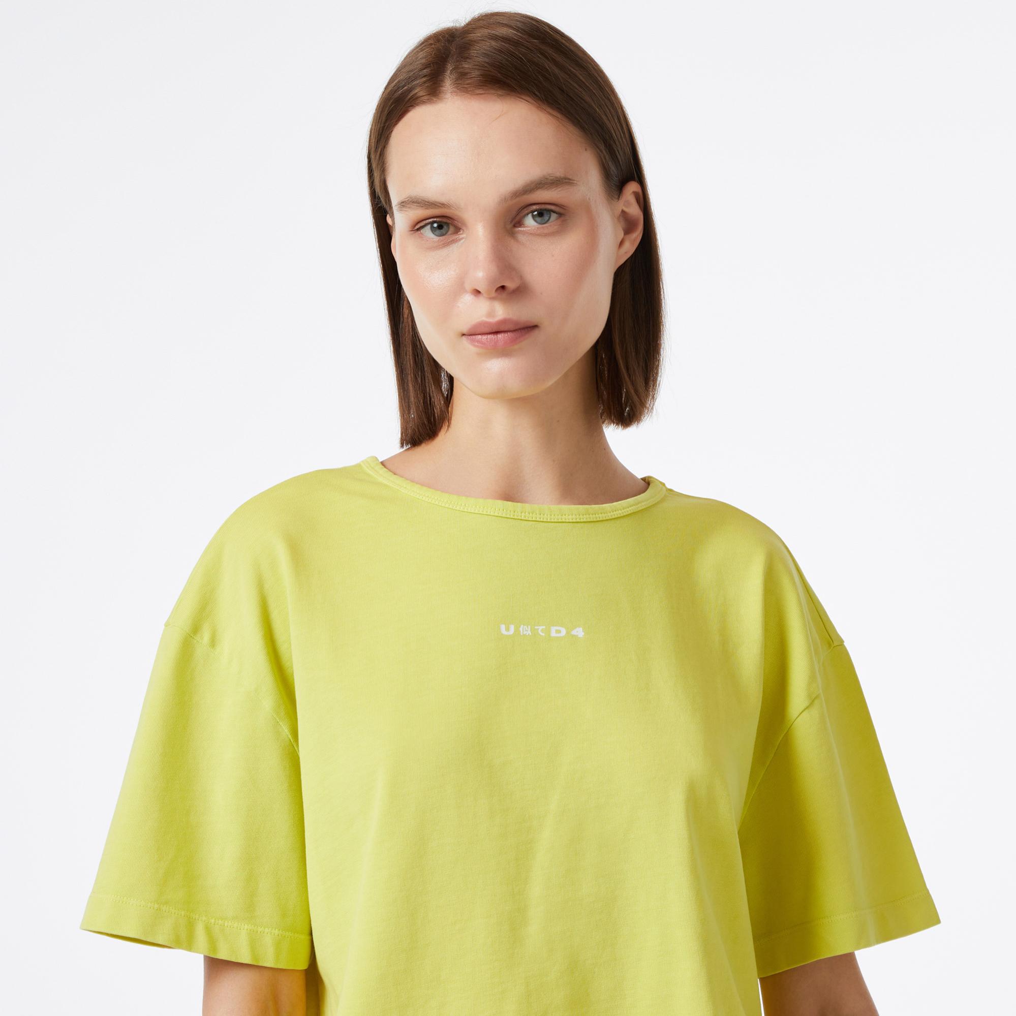 UNITED4 Kadın Sarı Crop T-Shirt