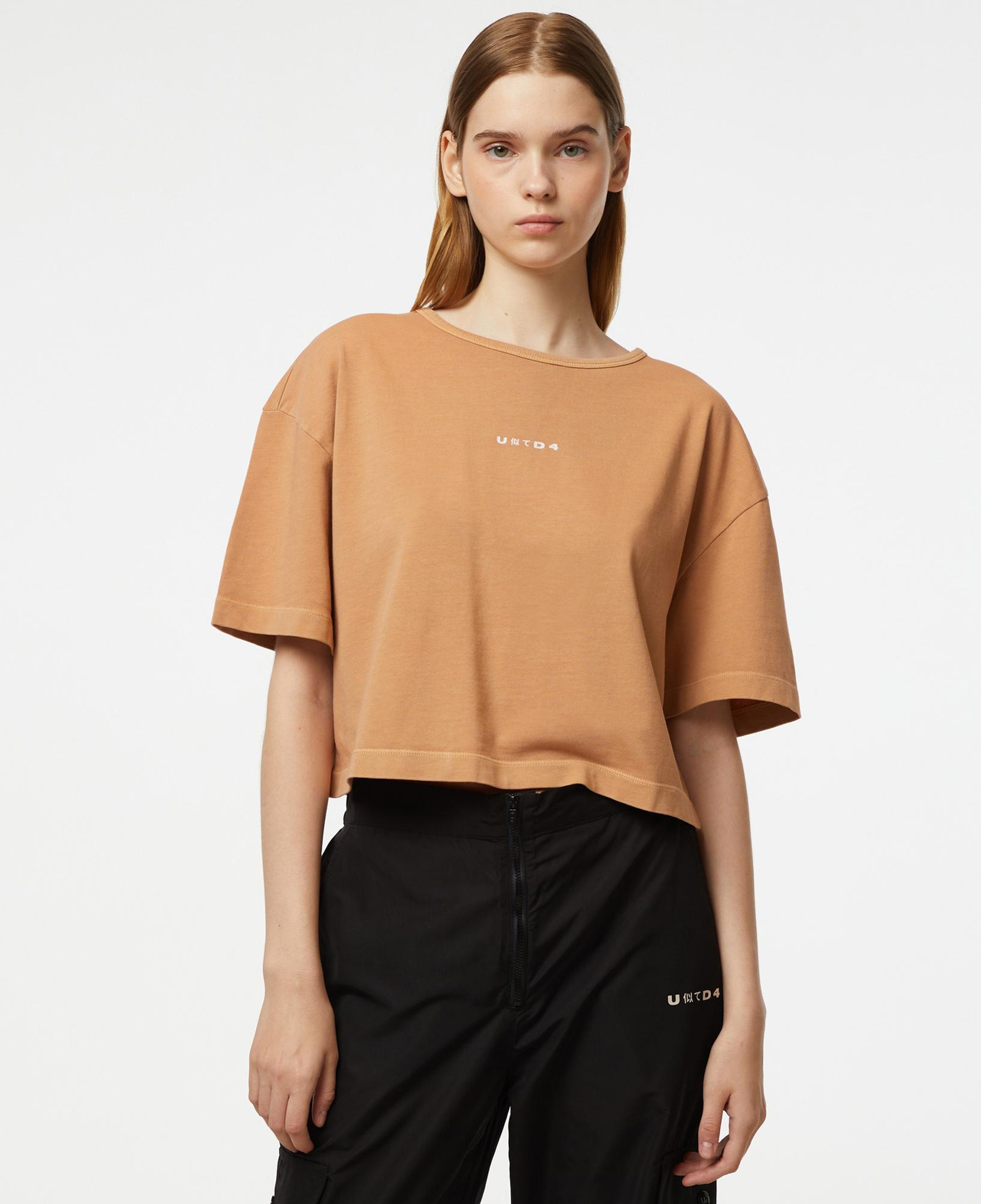 UNITED4 Kadın Kahverengi Crop T-Shirt