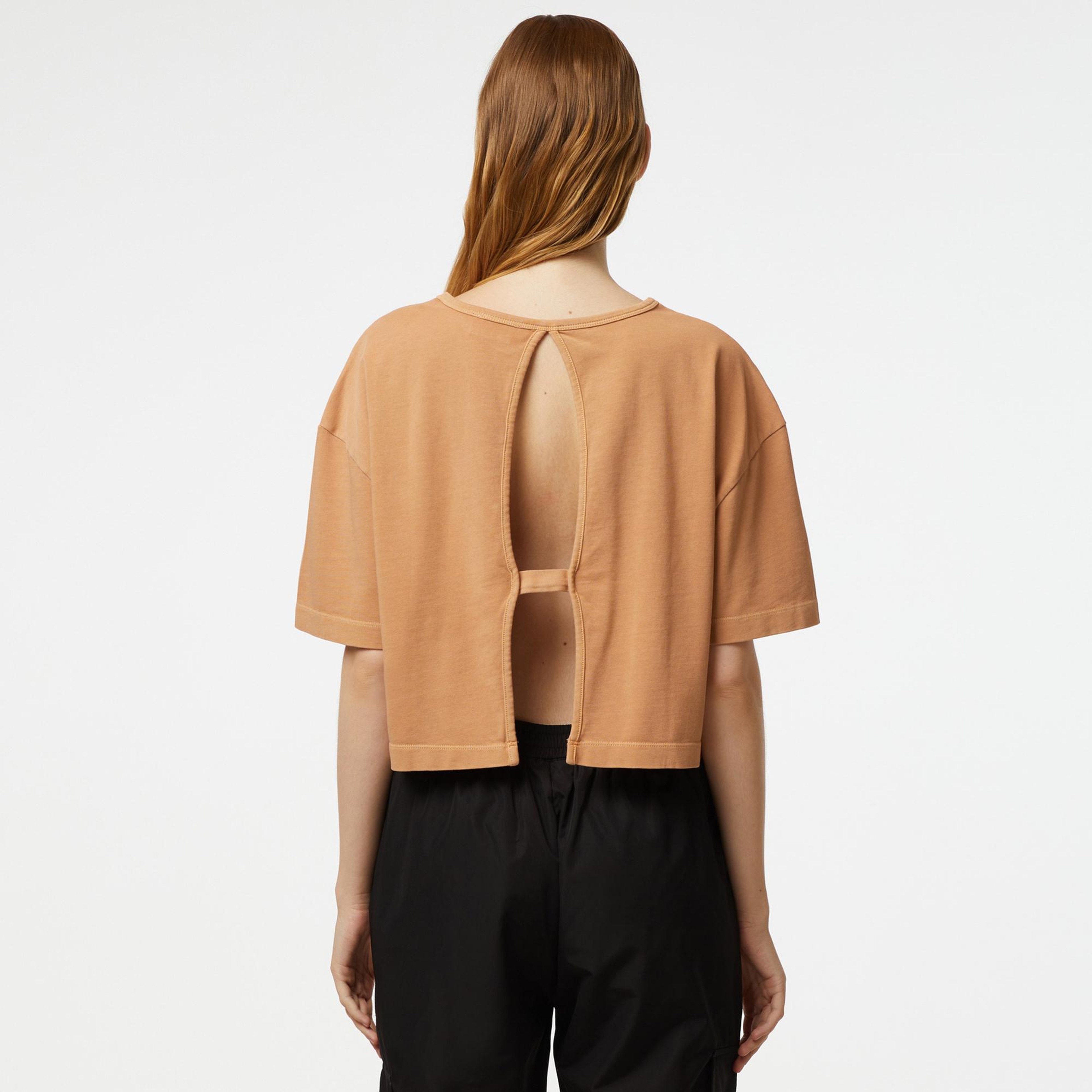 UNITED4 Kadın Kahverengi Crop T-Shirt