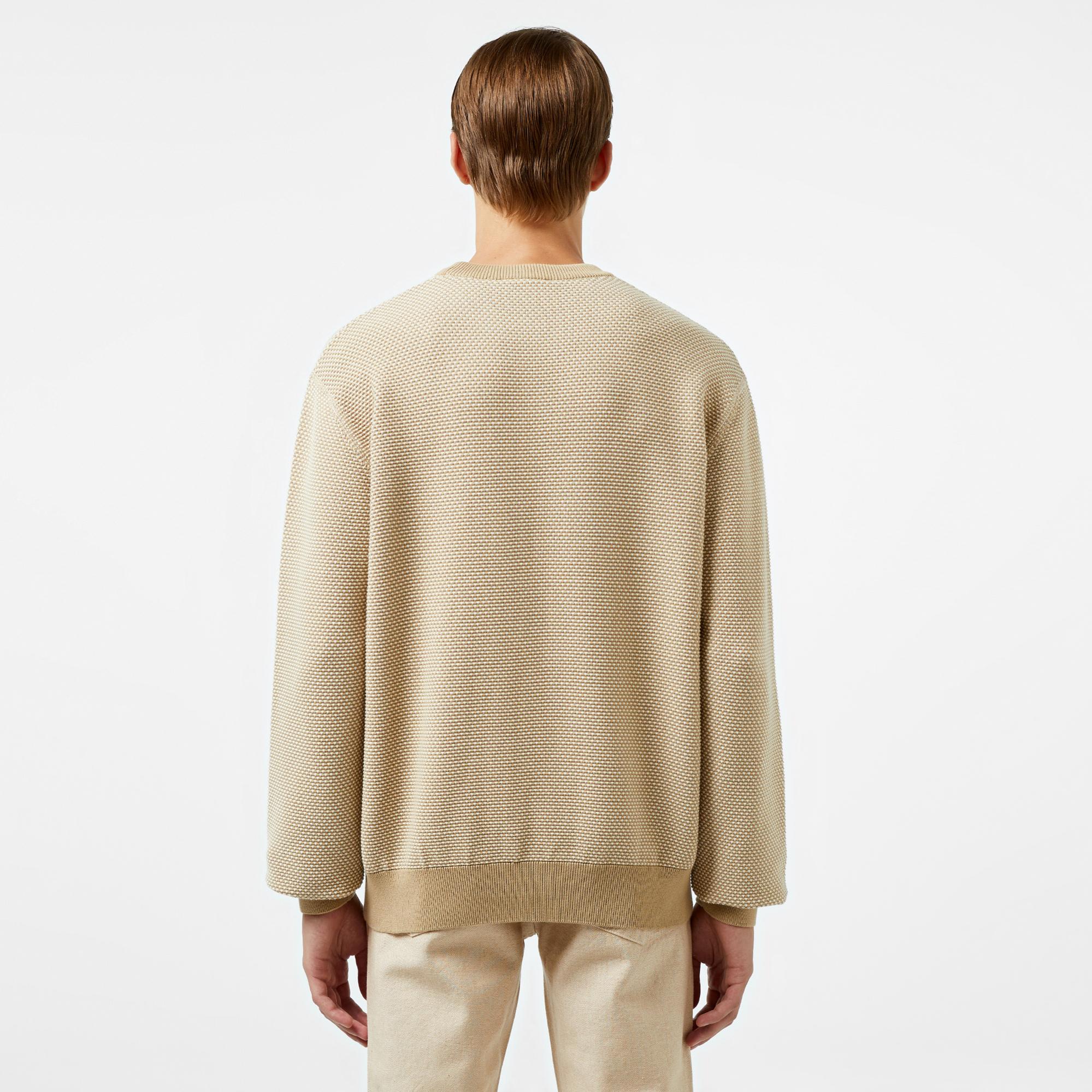 Erkek Relaxed Fit Bisiklet Yaka Bej Triko