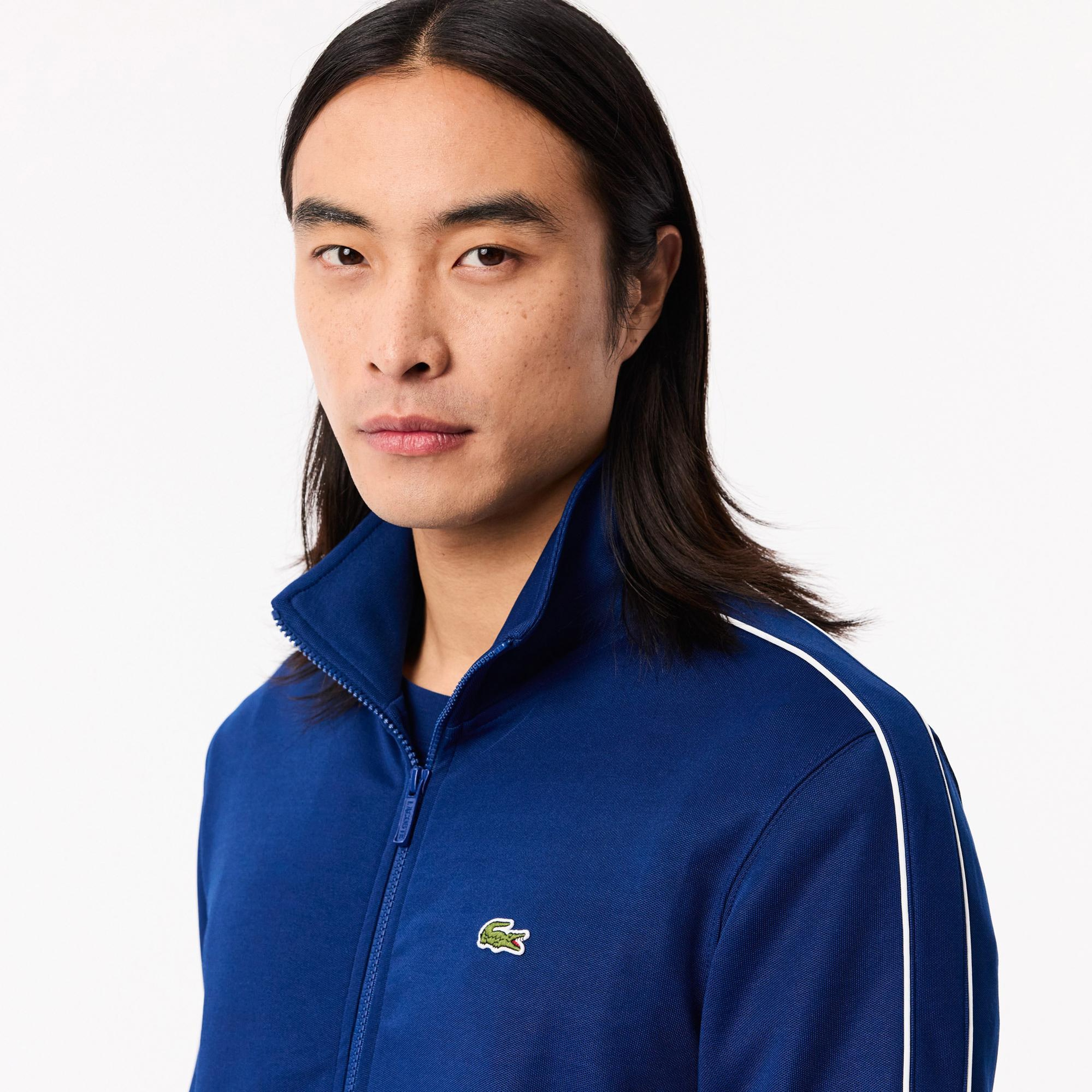 Erkek Regular Fit Fermuarlı Mavi Sweatshirt