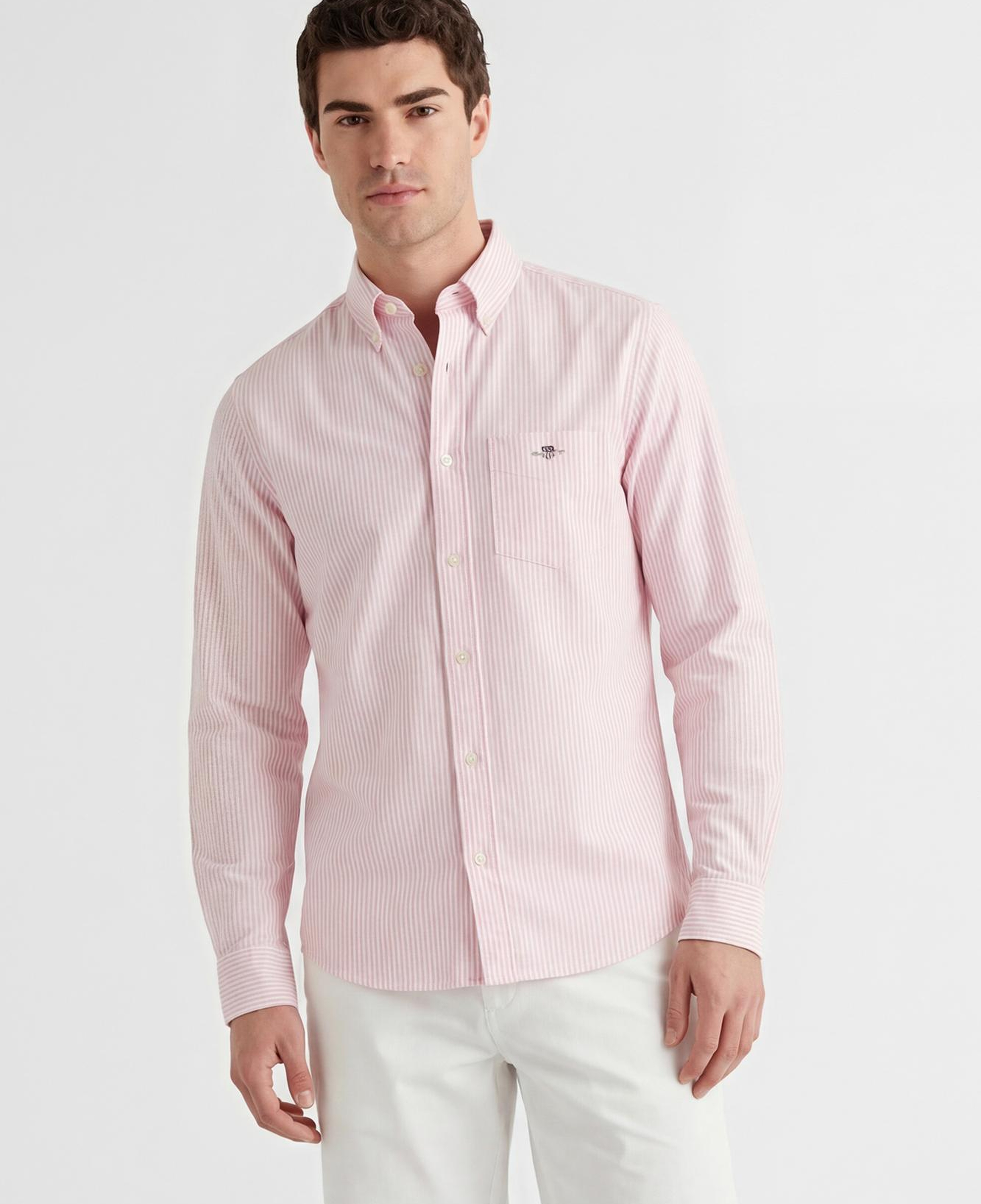 GANT Erkek Pembe Regular Fit Çizgili Logolu Gömlek