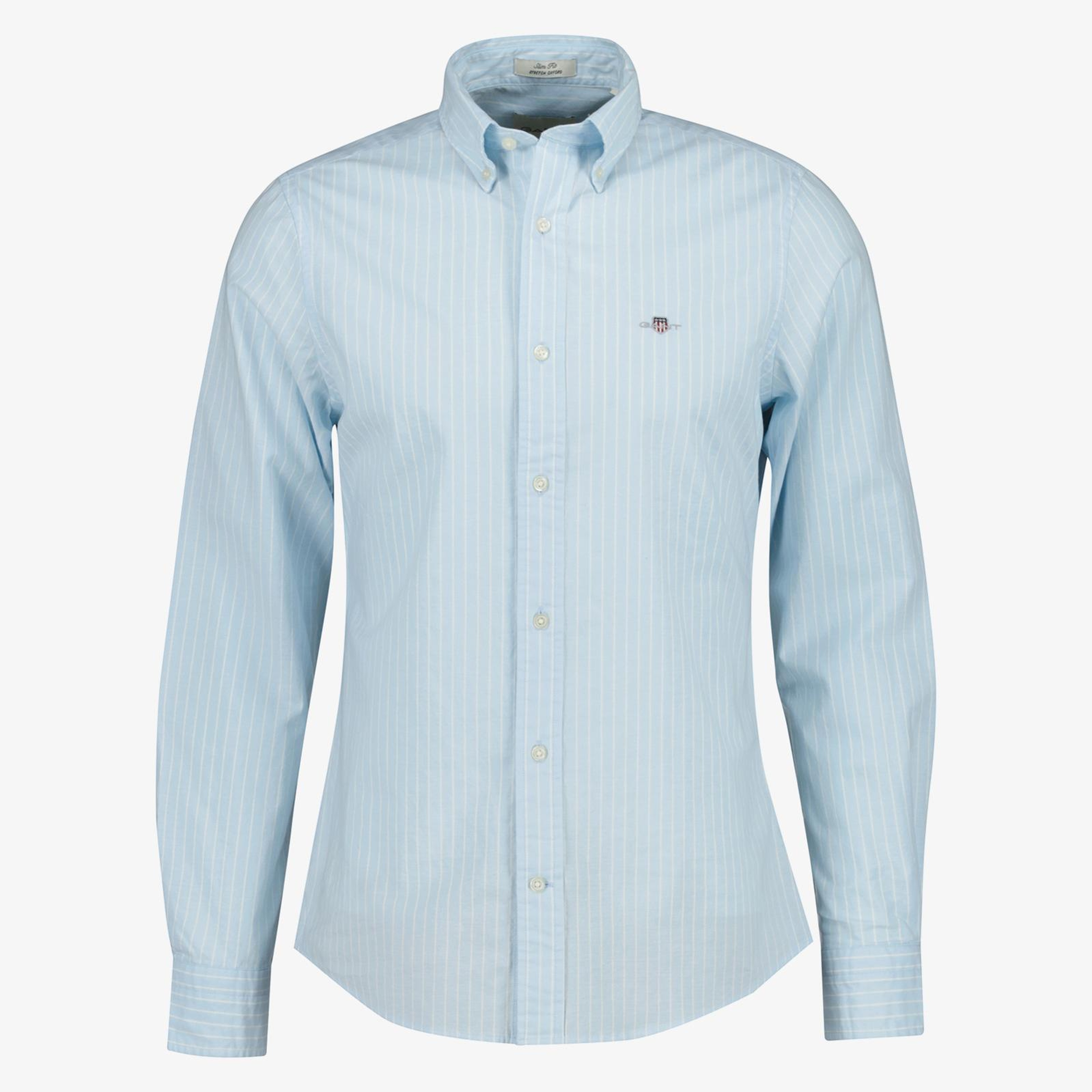 GANT Erkek Mavi Slim Fit Çizgili Logolu Gömlek