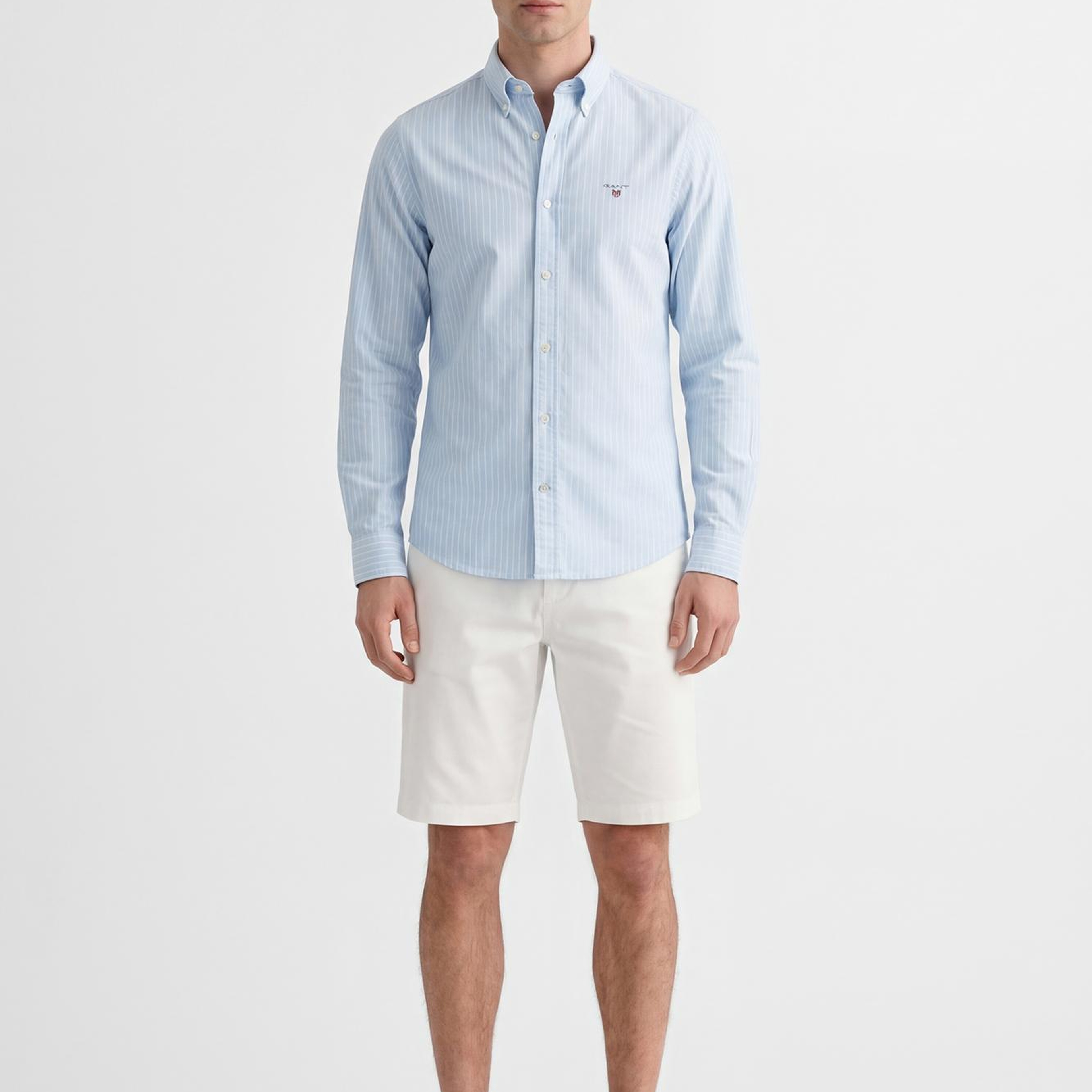 GANT Erkek Mavi Slim Fit Çizgili Logolu Gömlek