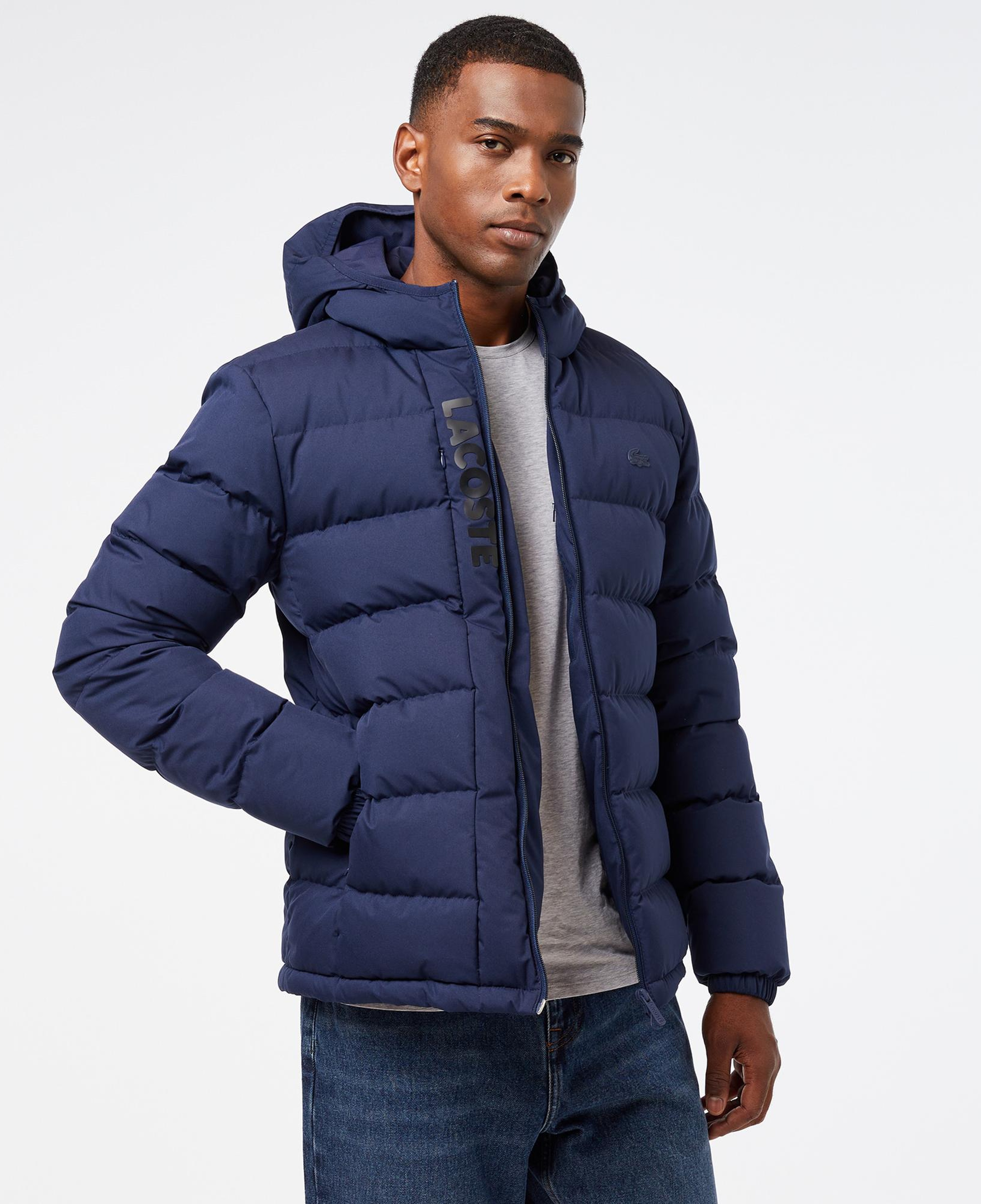 Erkek Regular Fit Kapüşonlu Lacivert Şişme Mont