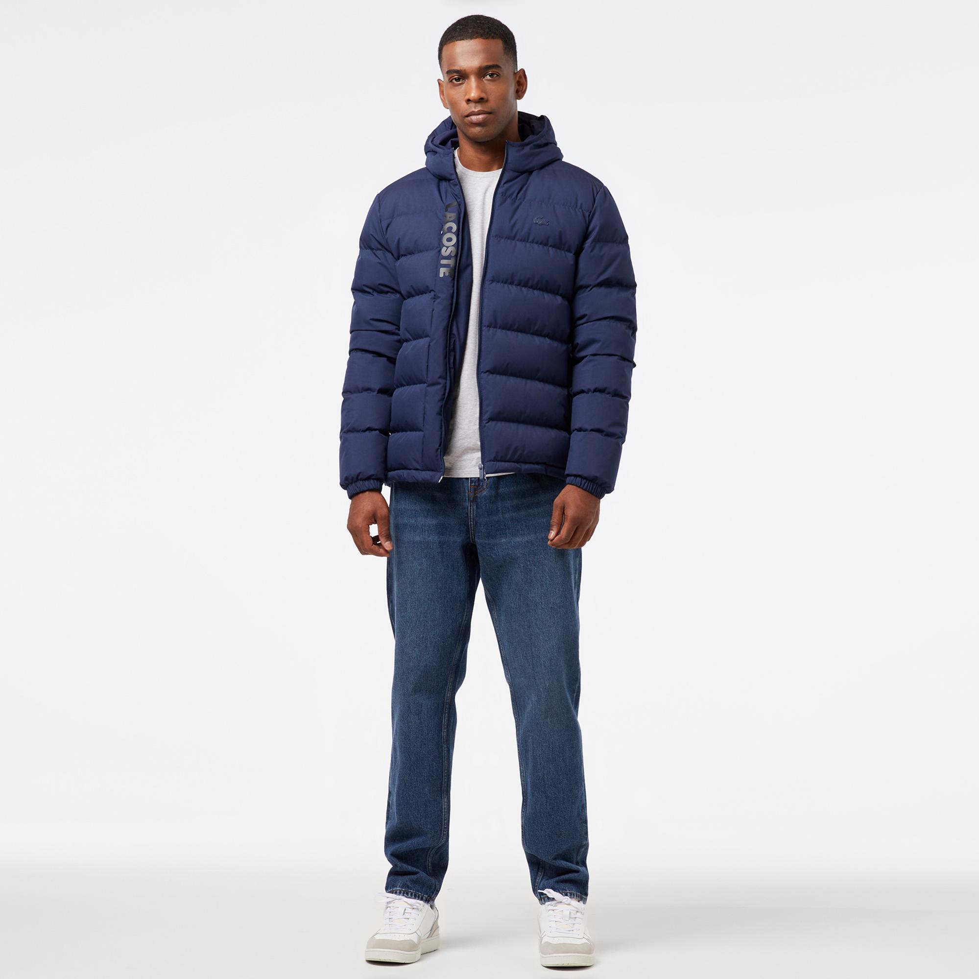 Erkek Regular Fit Kapüşonlu Lacivert Şişme Mont