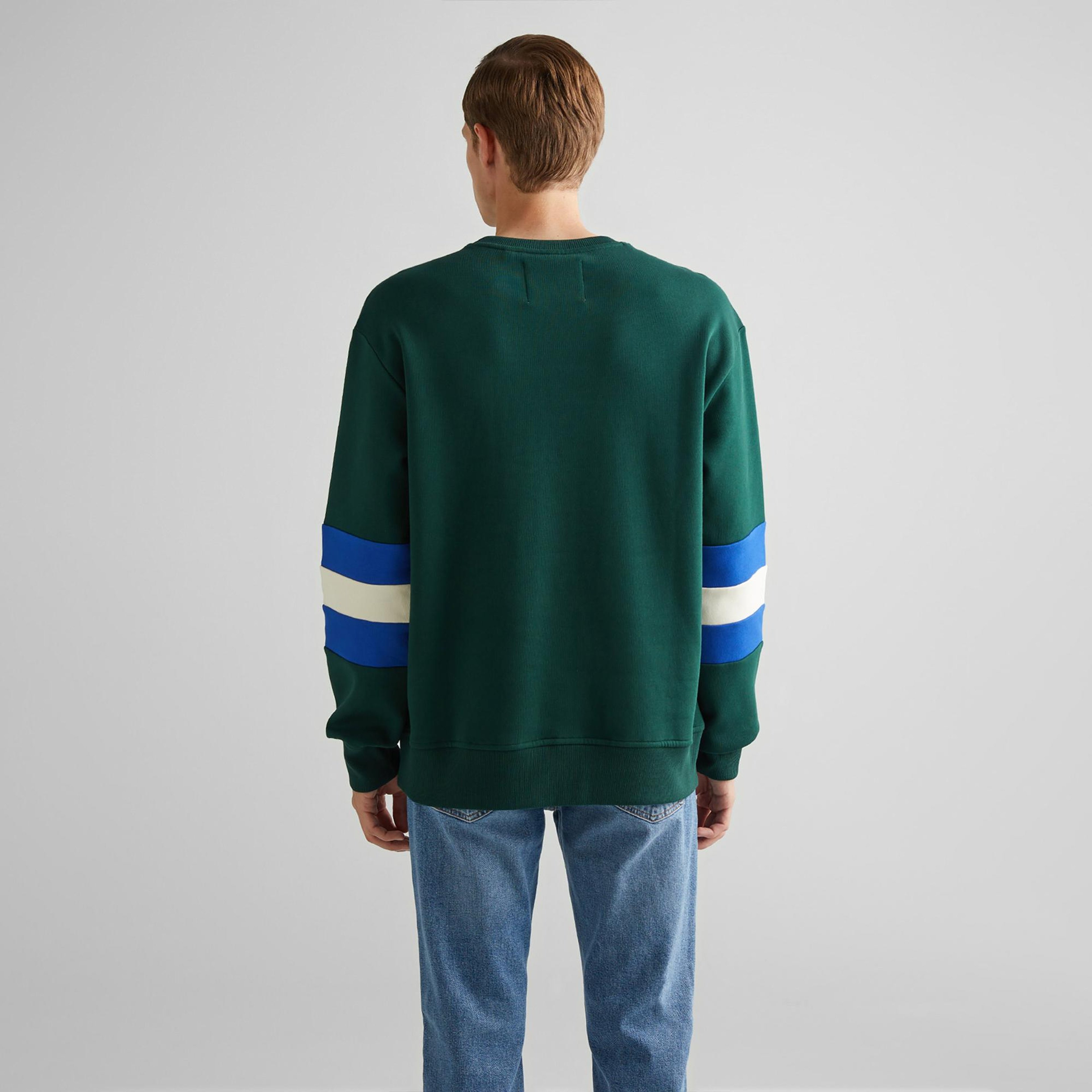 GANT Erkek Yeşil Relaxed Fit Bisiklet Yaka Renk Bloklu Sweatshirt