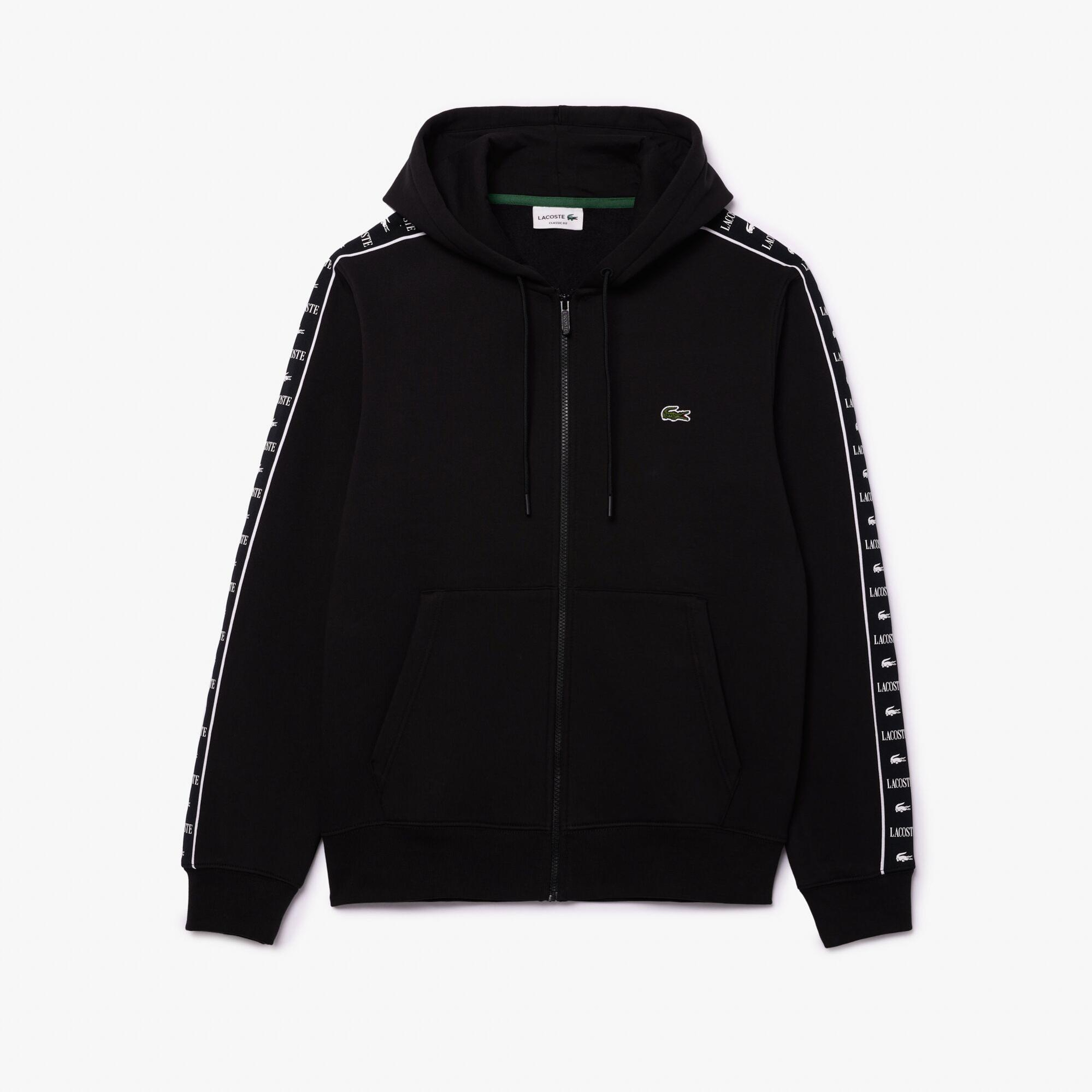 Erkek Classic Fit Kapüşonlu Baskılı Siyah Sweatshirt
