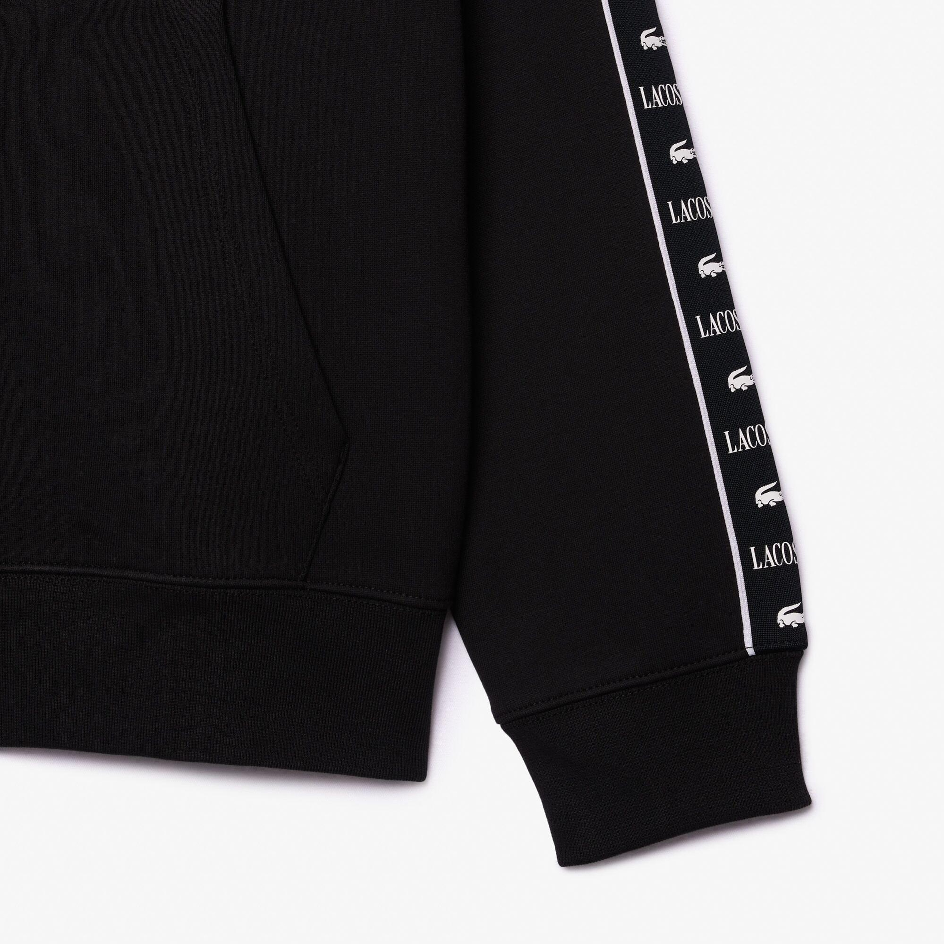Erkek Classic Fit Kapüşonlu Baskılı Siyah Sweatshirt