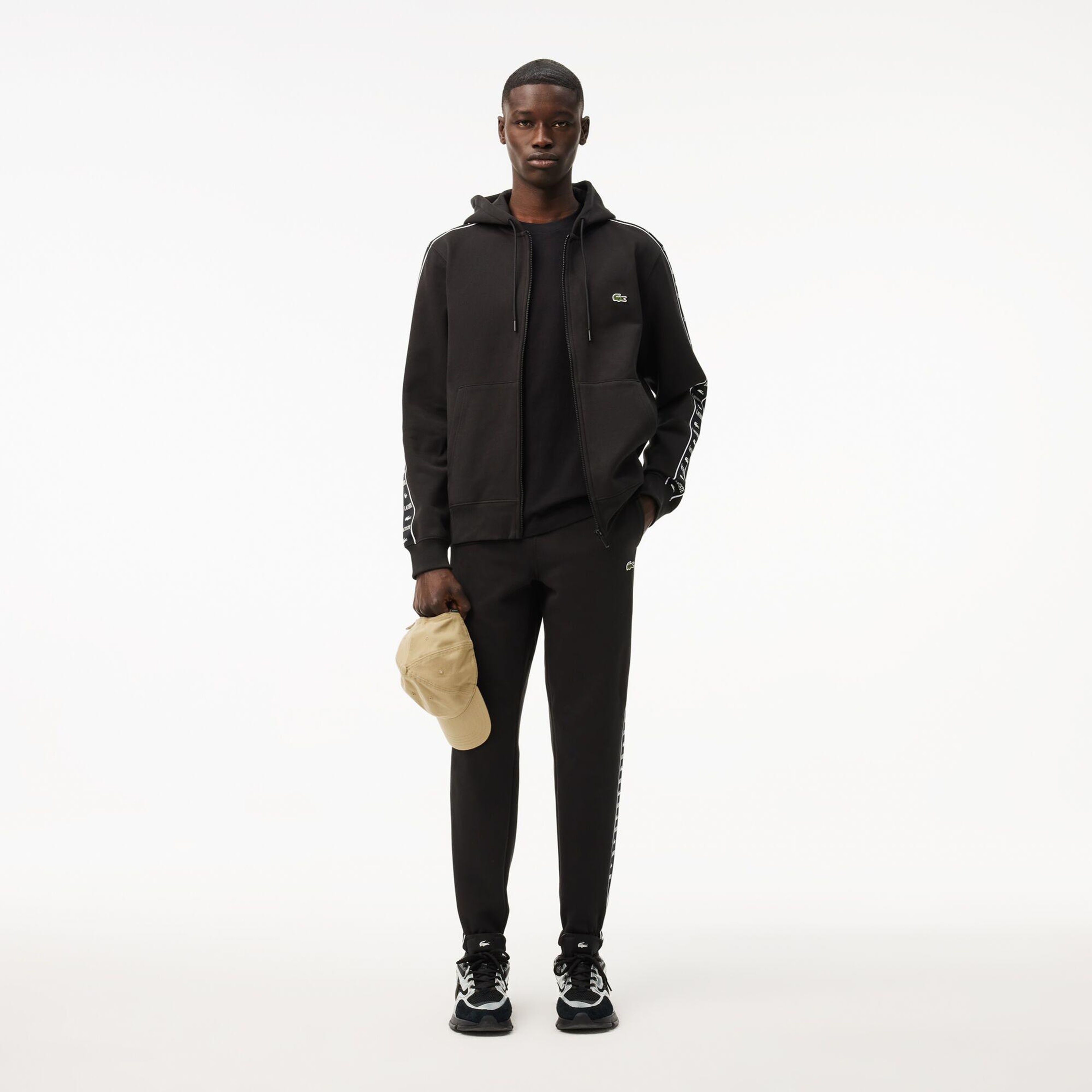 Erkek Classic Fit Kapüşonlu Baskılı Siyah Sweatshirt