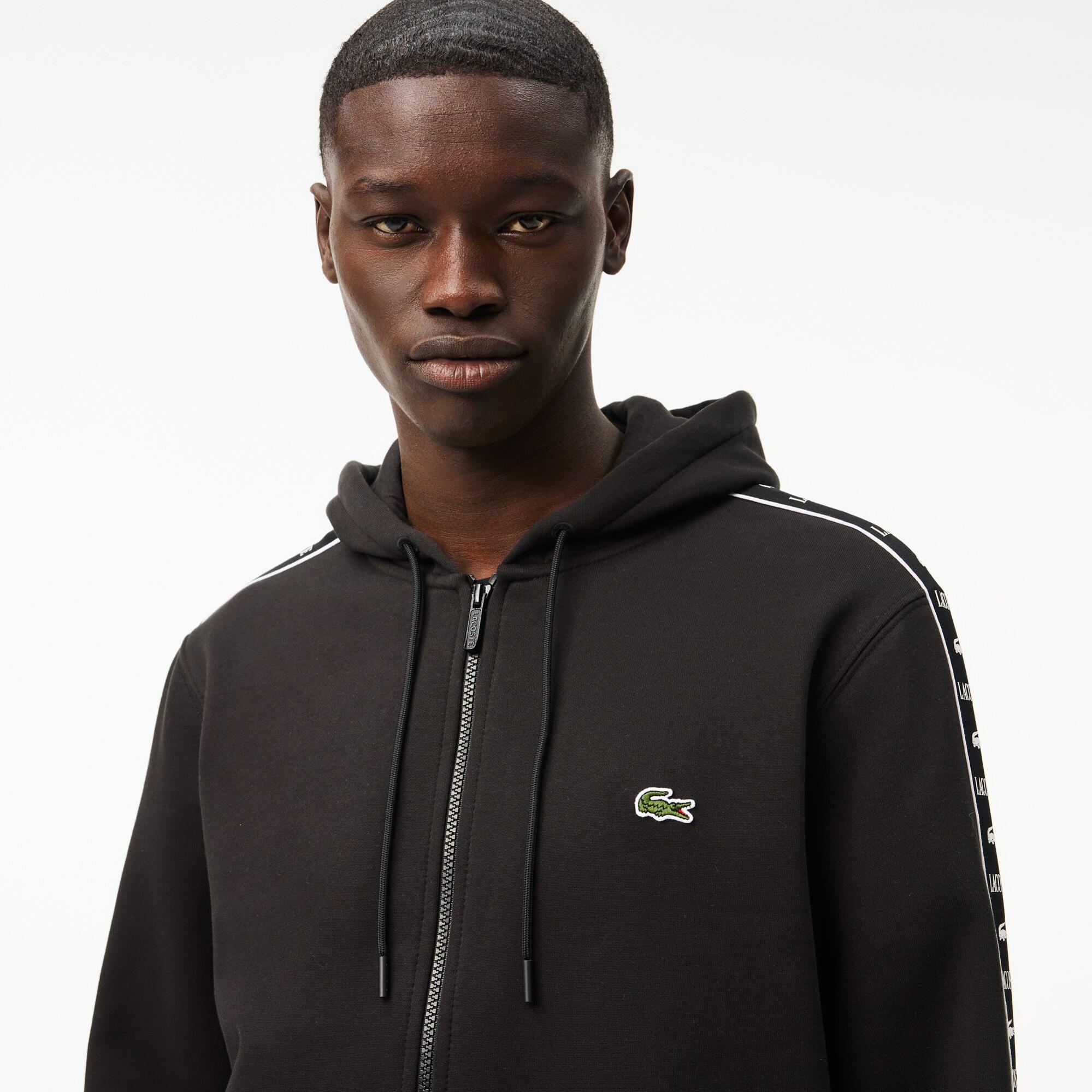 Erkek Classic Fit Kapüşonlu Baskılı Siyah Sweatshirt