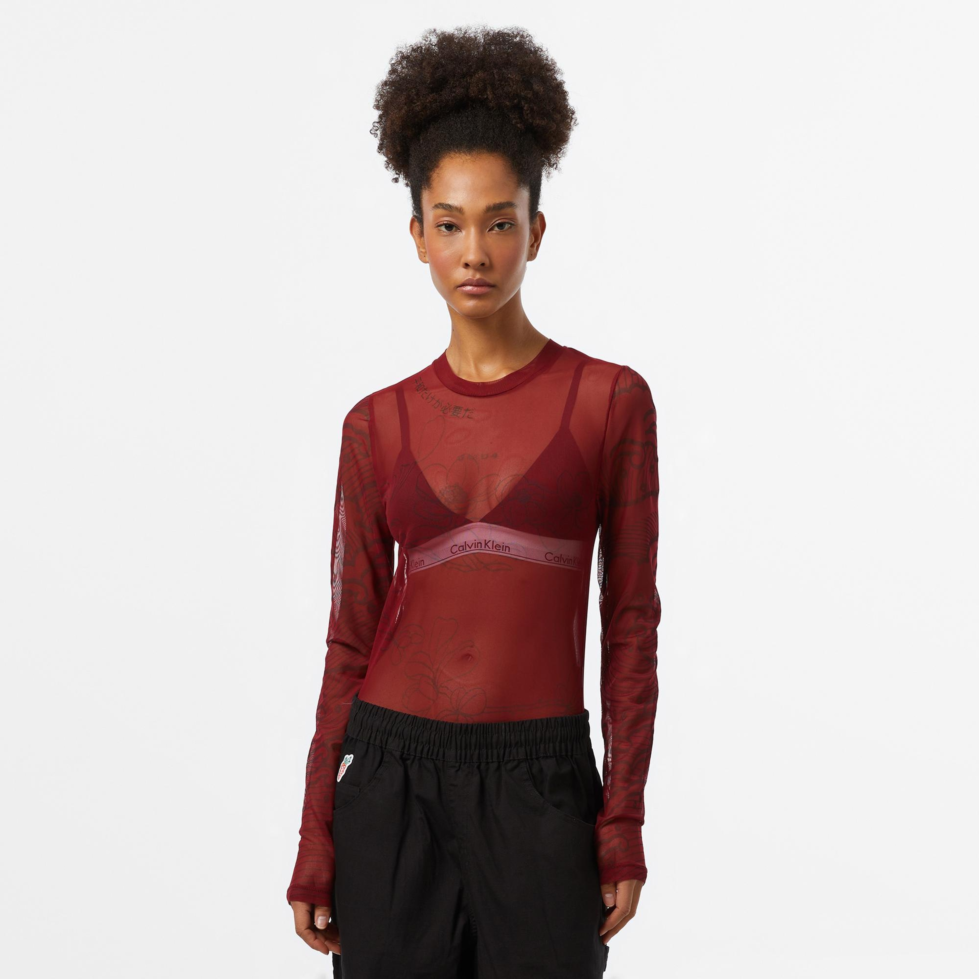 UNITED4 Tulle Dragon Kadın Bordo T-Shirt