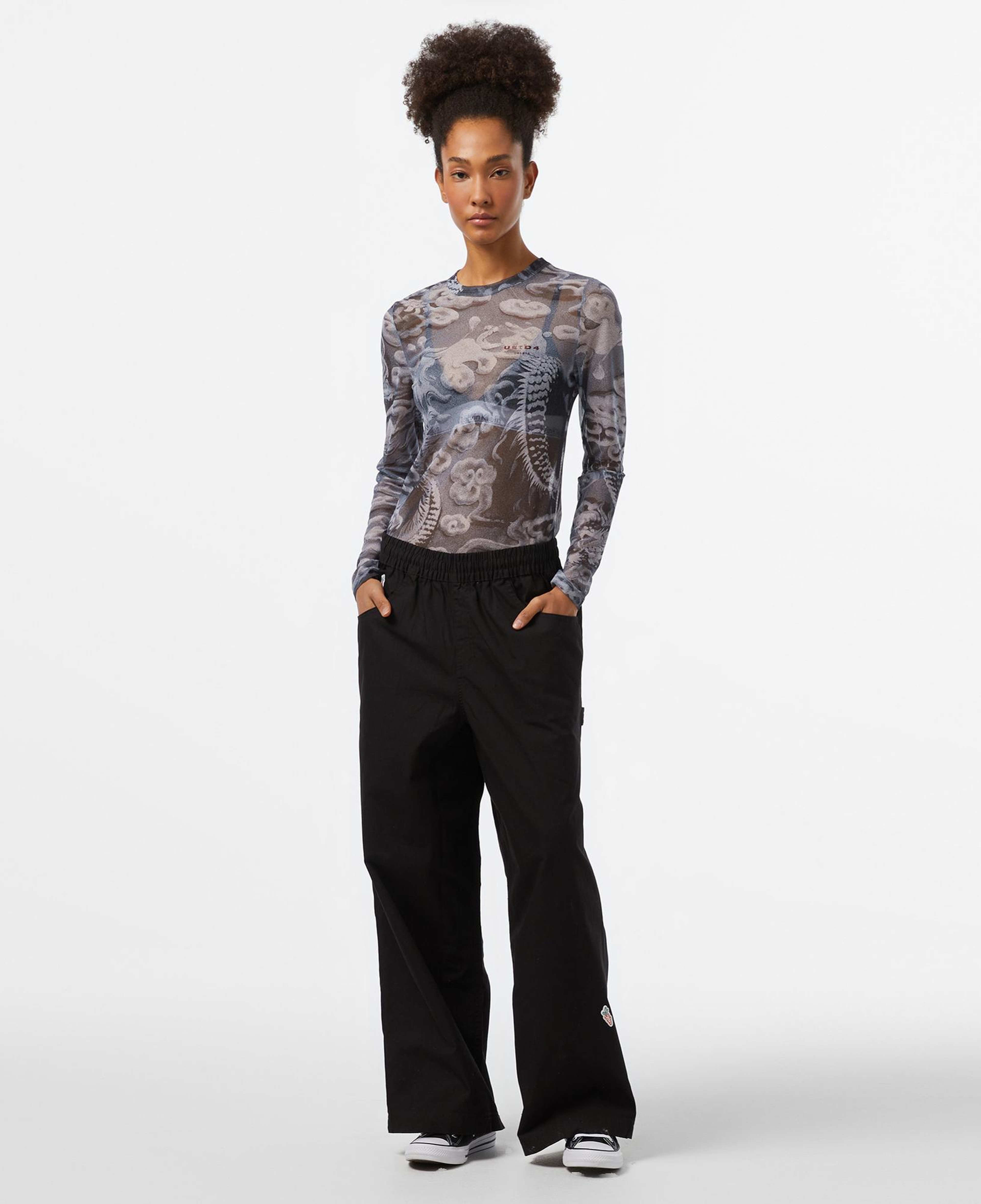 UNITED4 Kadın Beyaz Detaylı Siyah T-Shirt