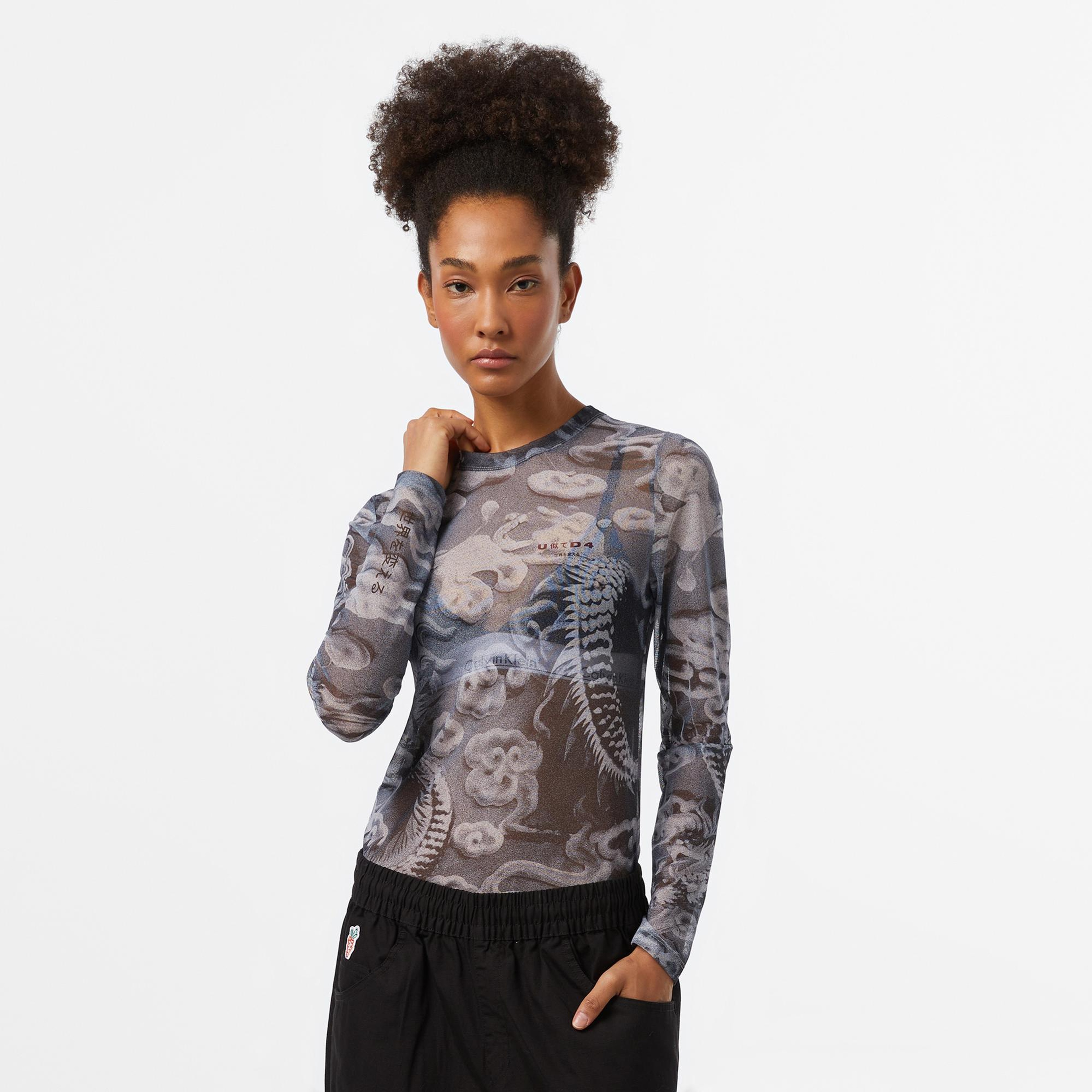 UNITED4 Kadın Beyaz Detaylı Siyah T-Shirt