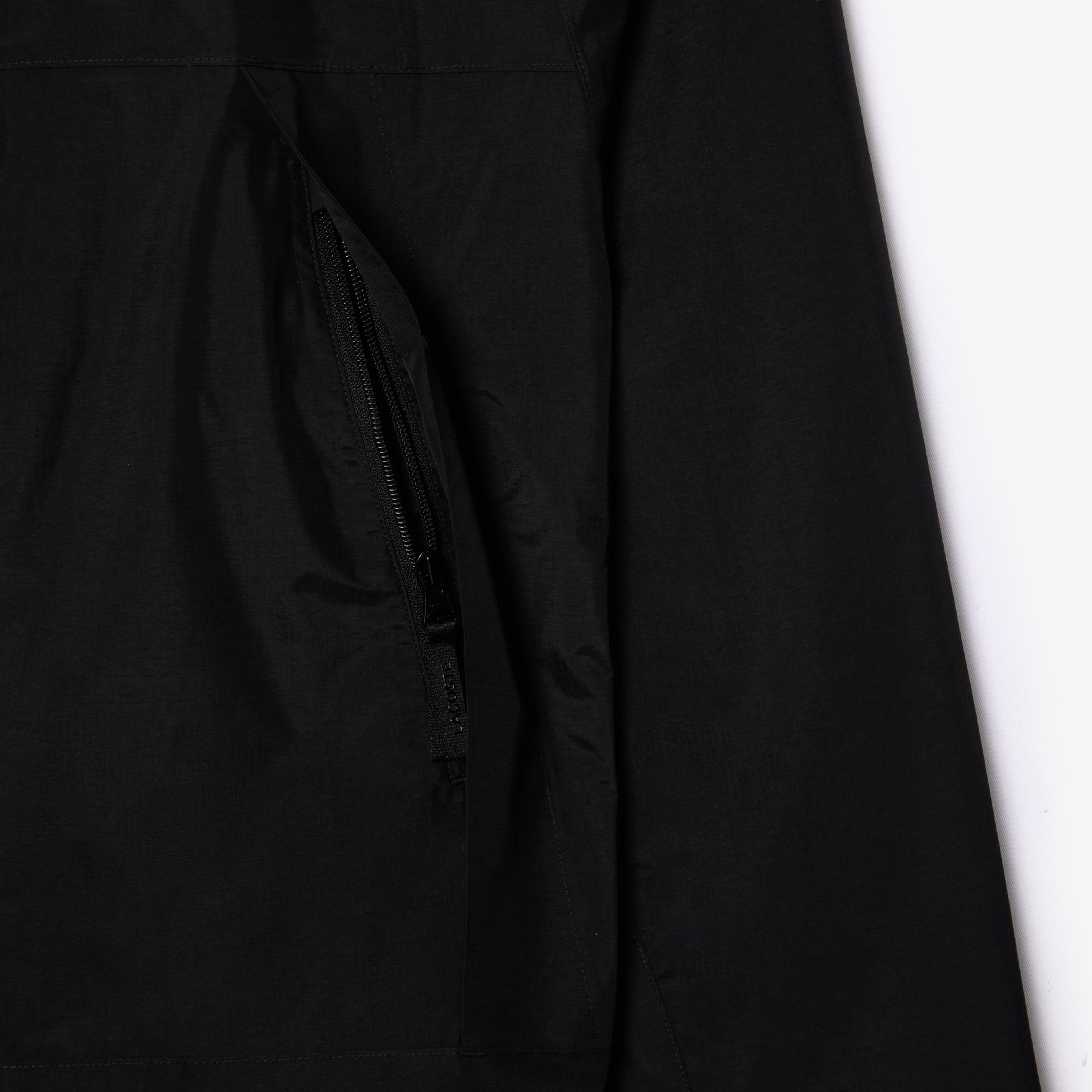 Erkek Regular Fit Kapüşonlu Siyah Yağmurluk