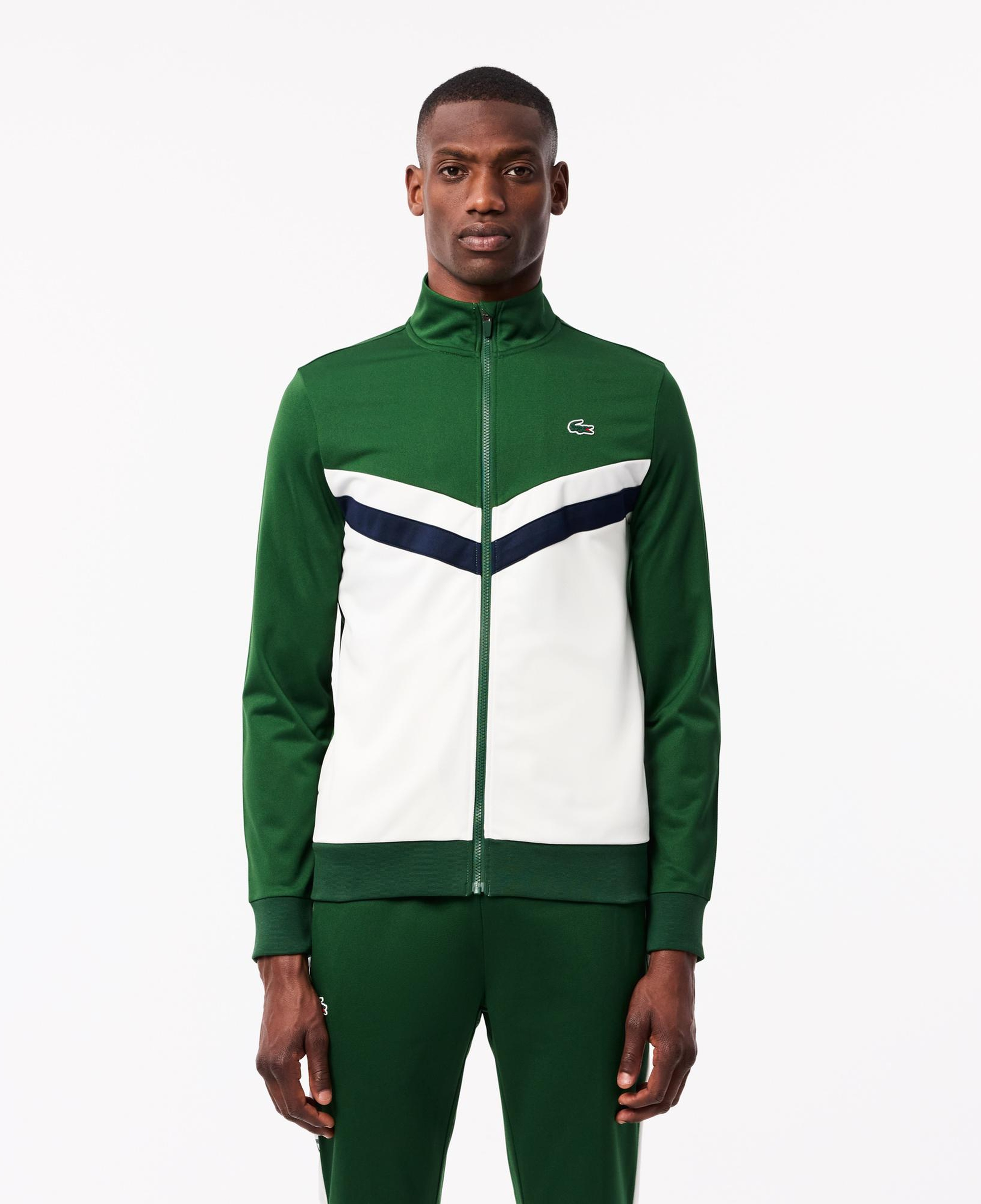 SPORT Erkek Classic Fit Fermuarlı Renk Bloklu Yeşil  Sweatshirt