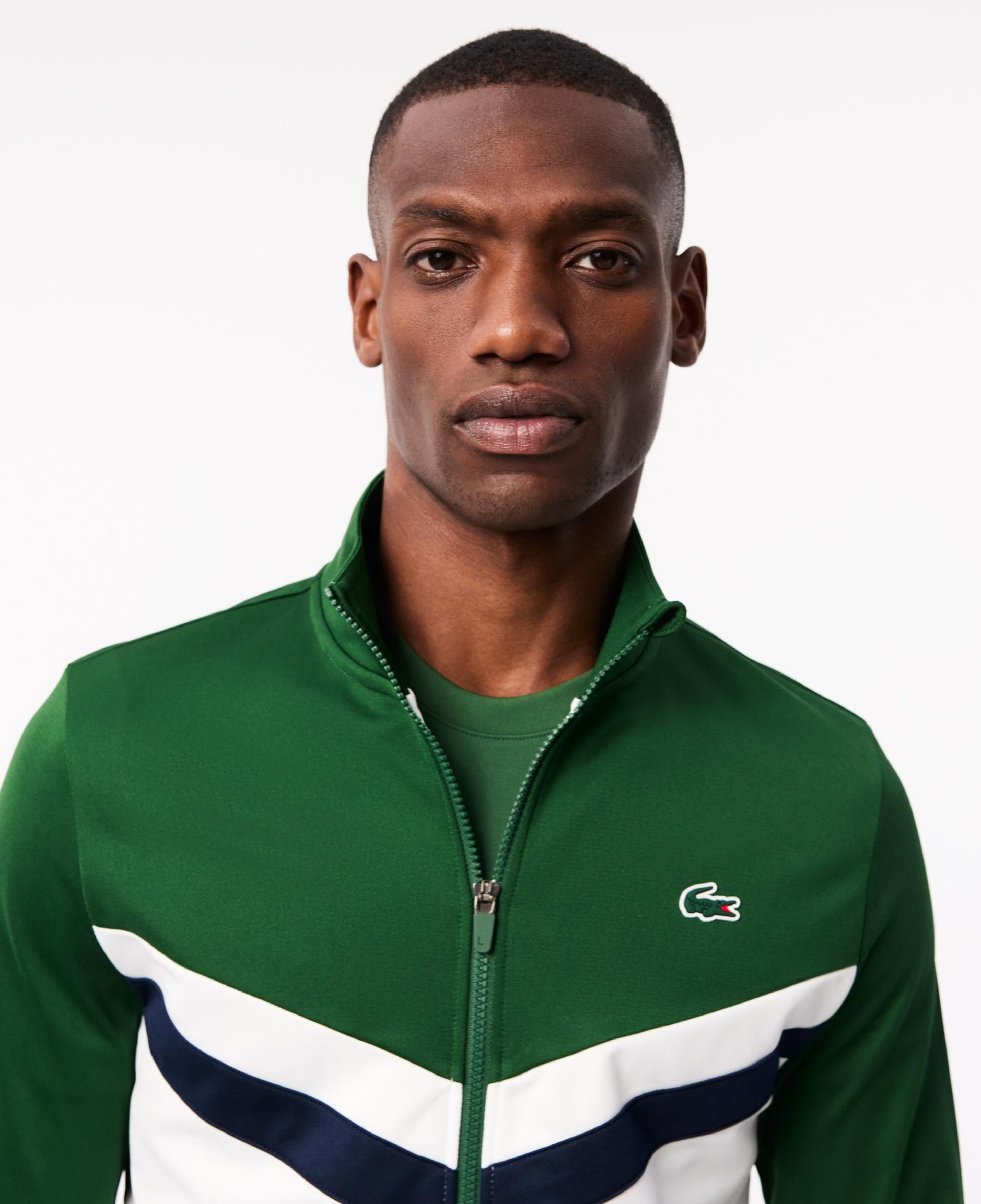 SPORT Erkek Classic Fit Fermuarlı Renk Bloklu Yeşil  Sweatshirt