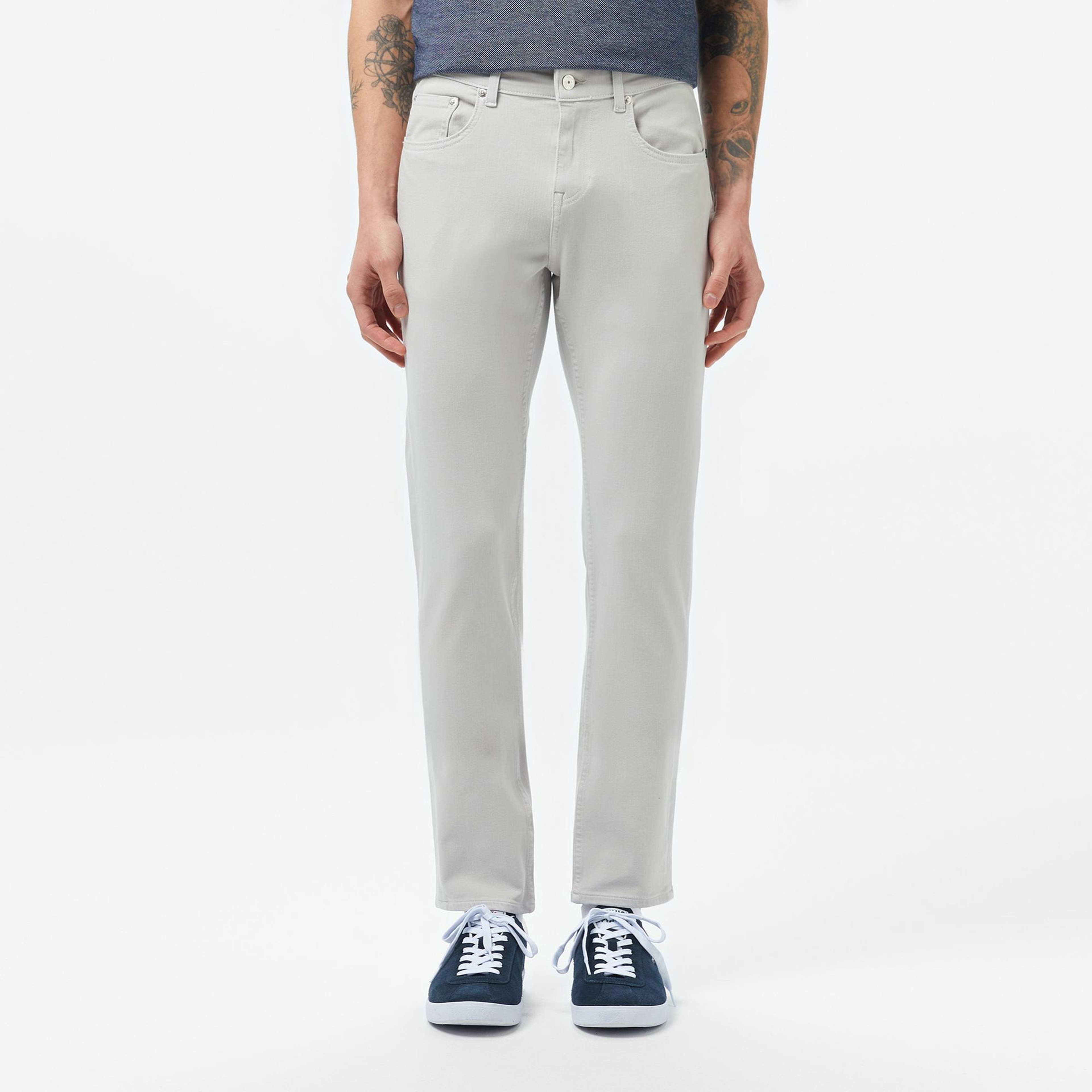 Erkek Slim Fit Gri Jean Pantolon