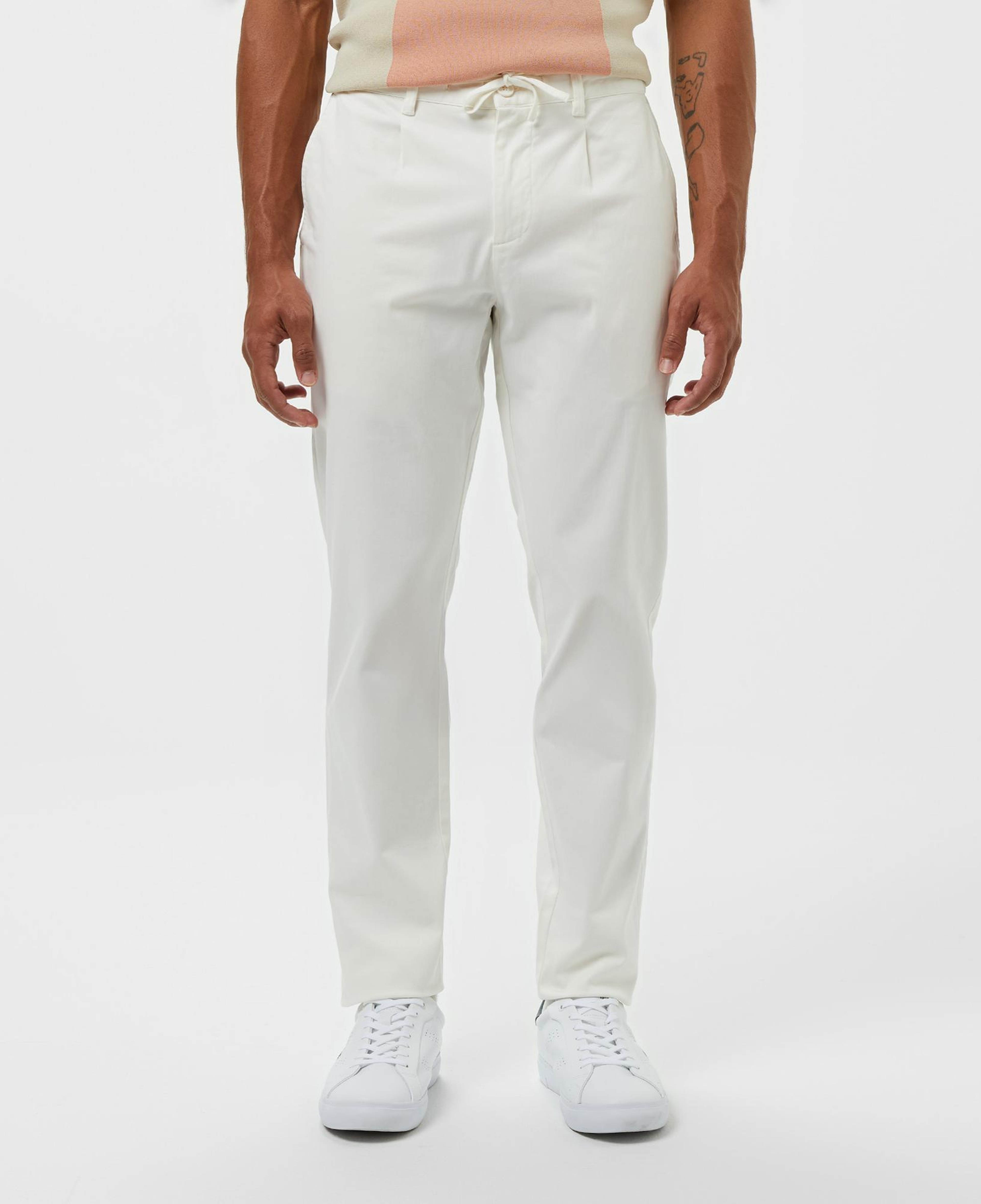 Erkek Tapered Fit Beyaz Pantolon