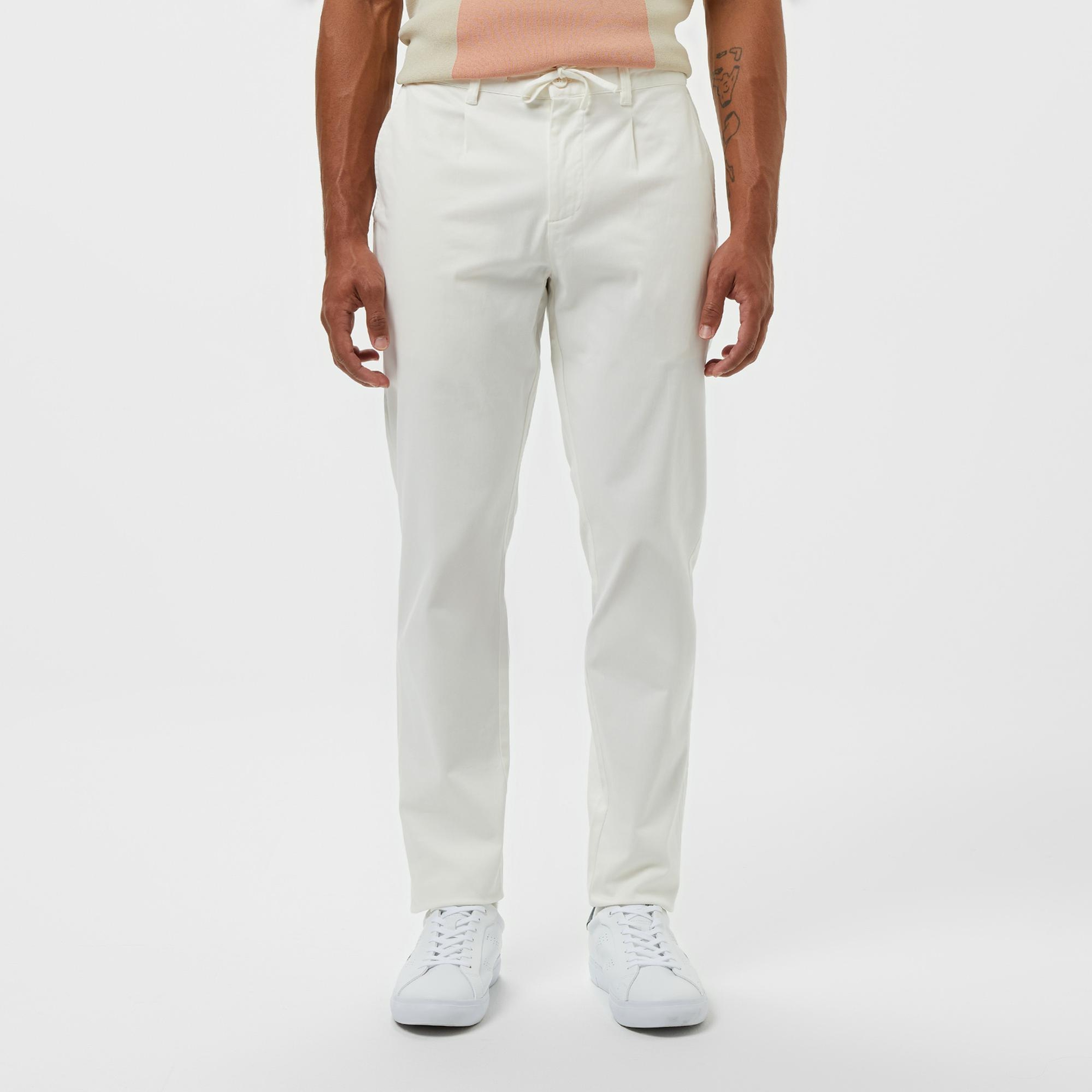 Erkek Tapered Fit Beyaz Pantolon