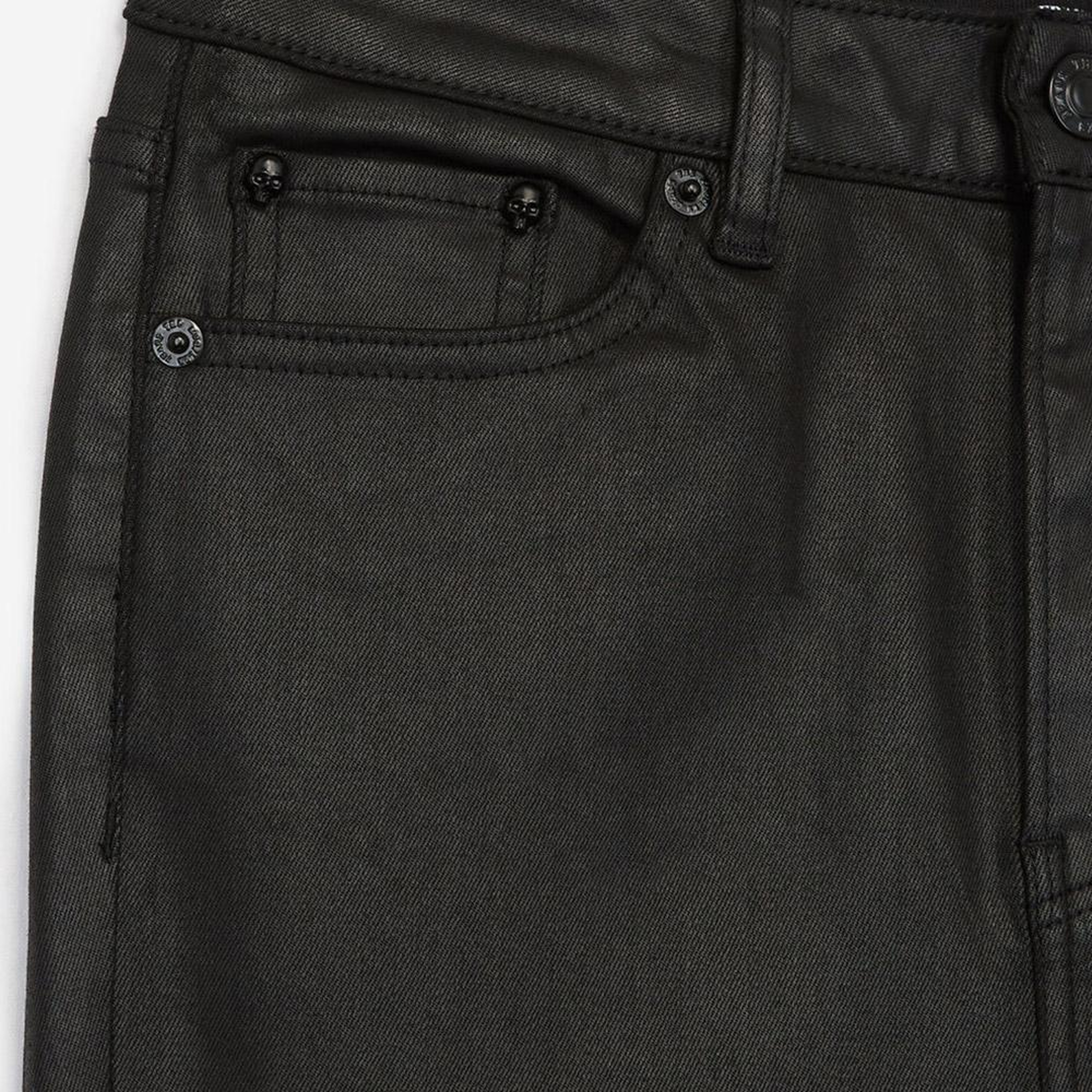 KADIN SLIM FIT DERİ GÖRÜNÜMLÜ SİYAH PANTOLON