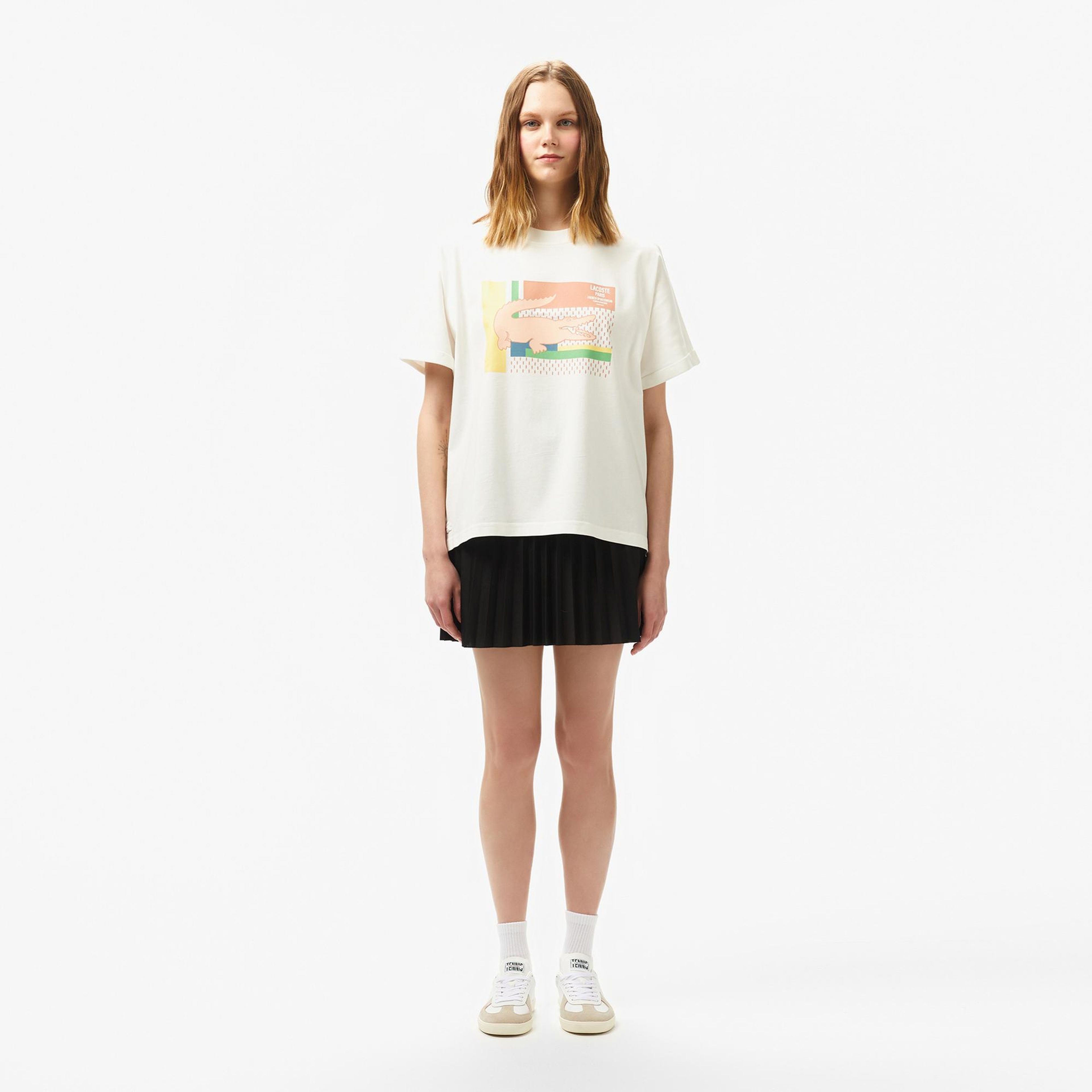 Lacoste Kadın V Yaka Beyaz T-Shirt