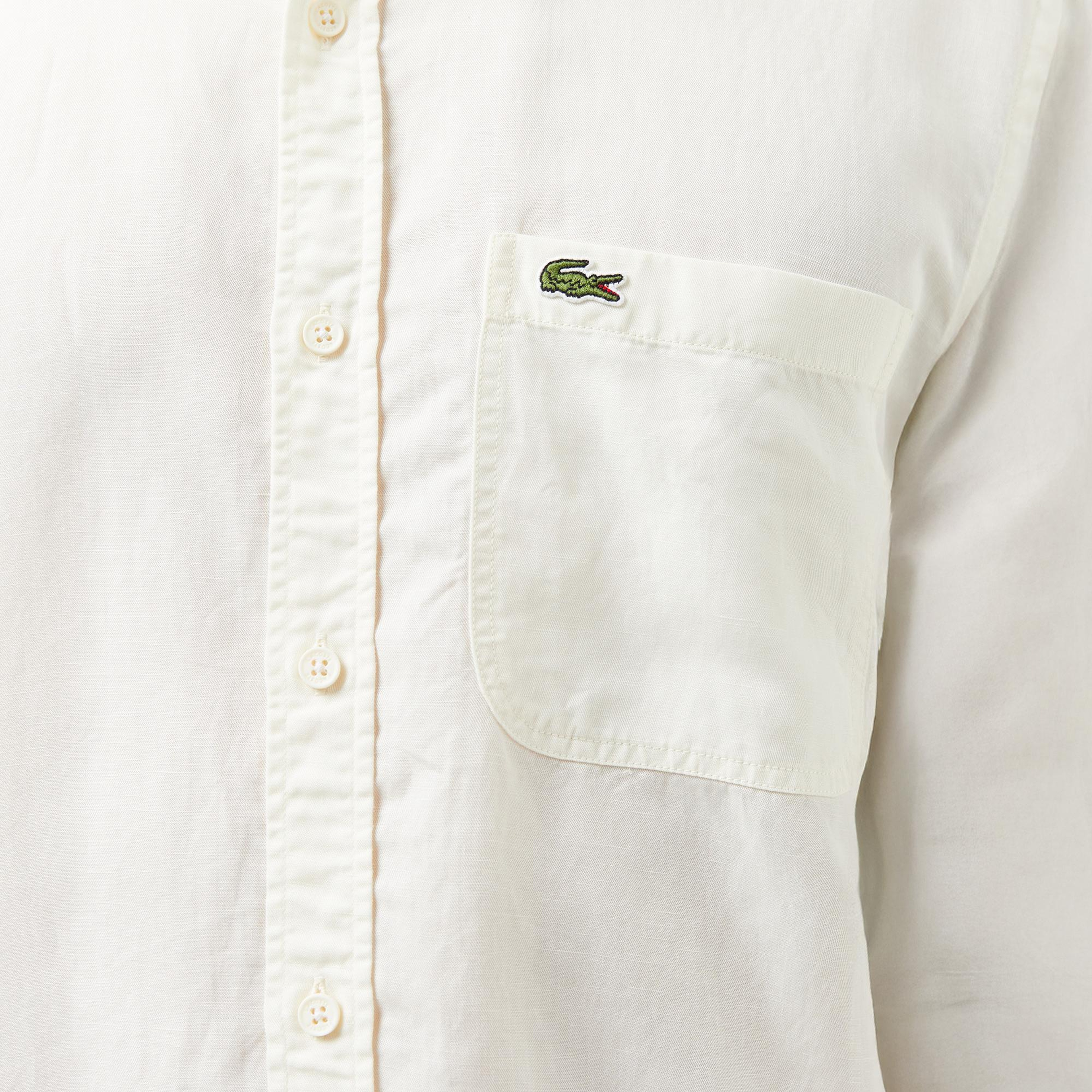 Lacoste Erkek Regular Fit Düğmeli Yaka Beyaz Gömlek