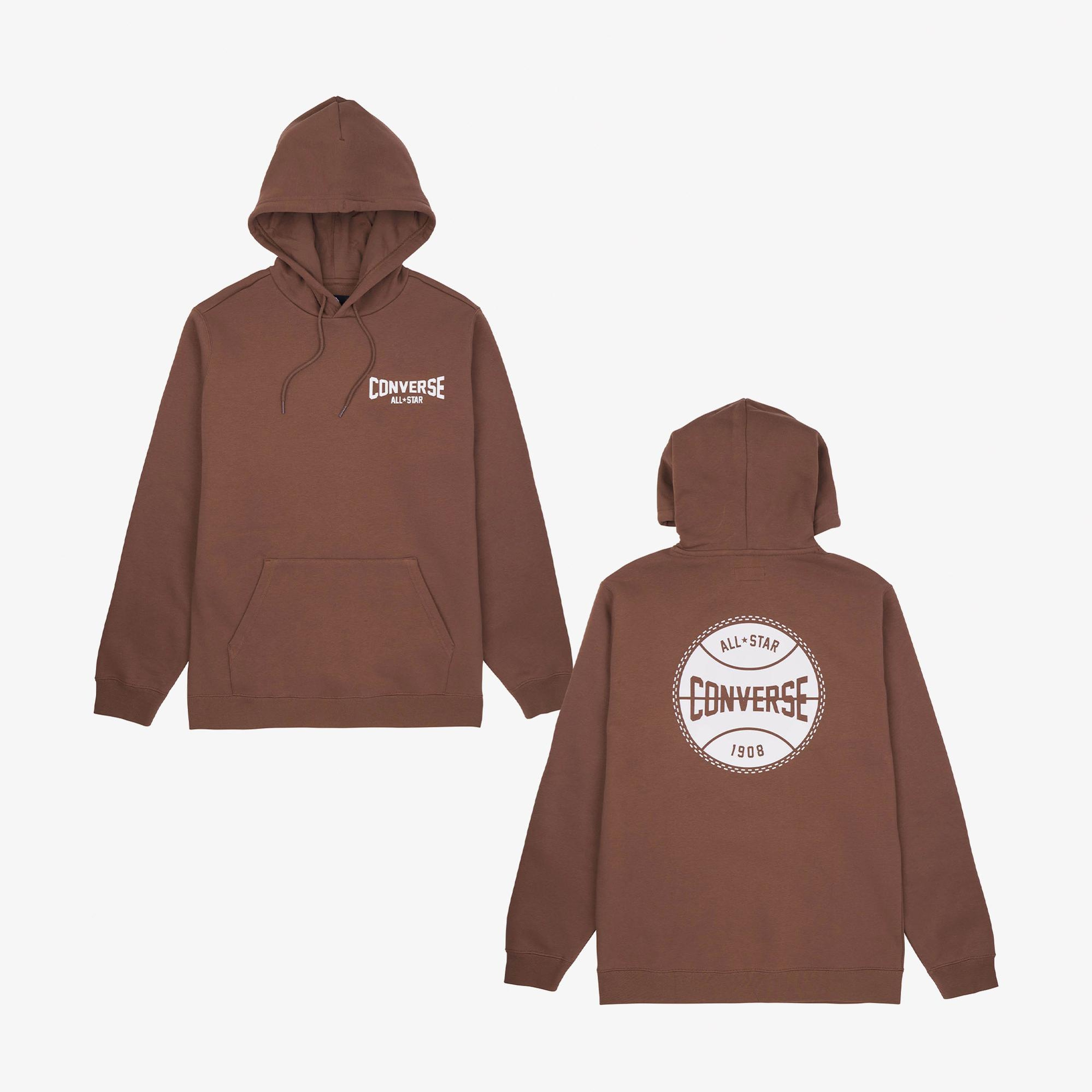 Converse Erkek Grafik Baskılı Kahverengi Hoodie