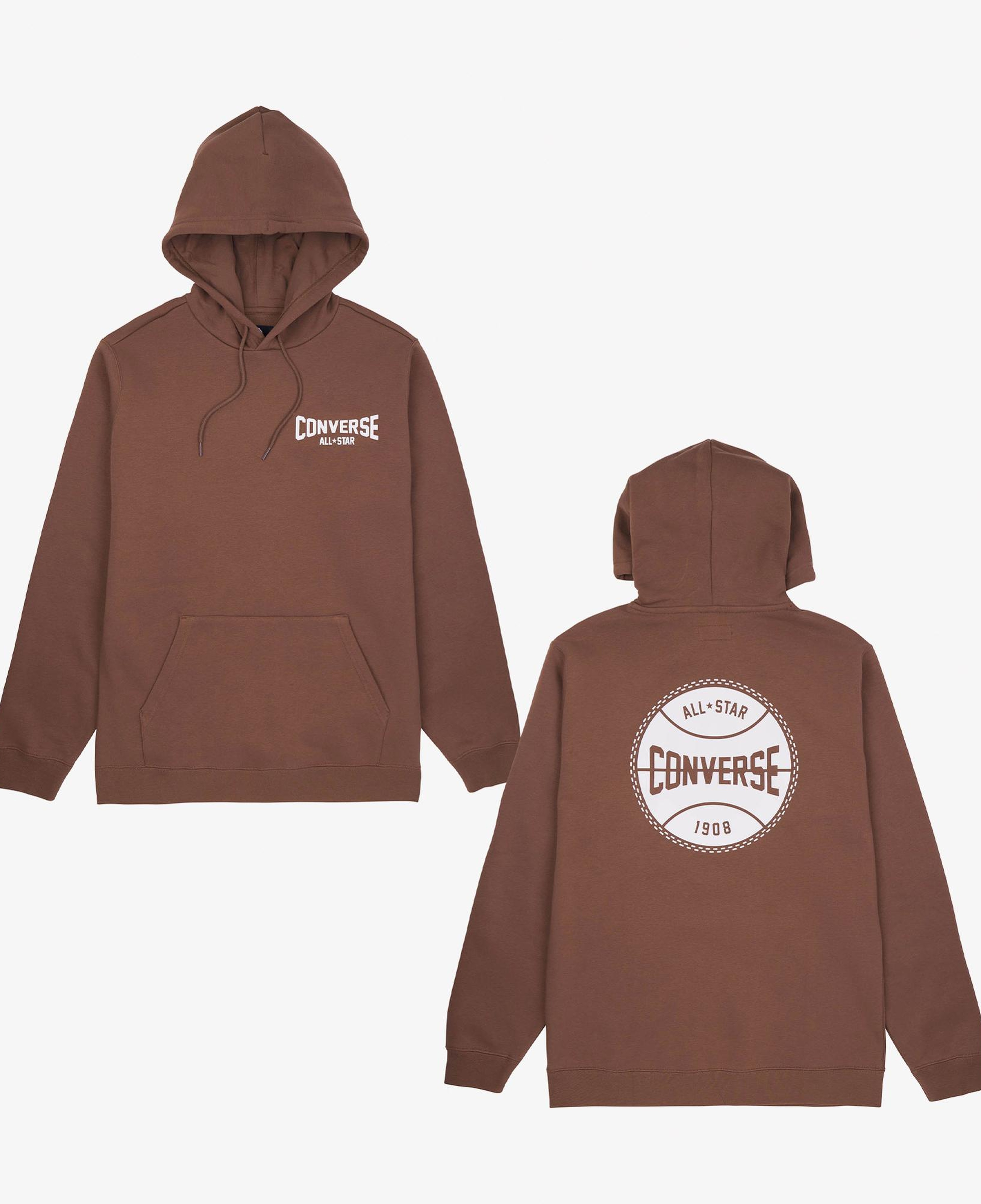 Converse Erkek Grafik Baskılı Kahverengi Hoodie