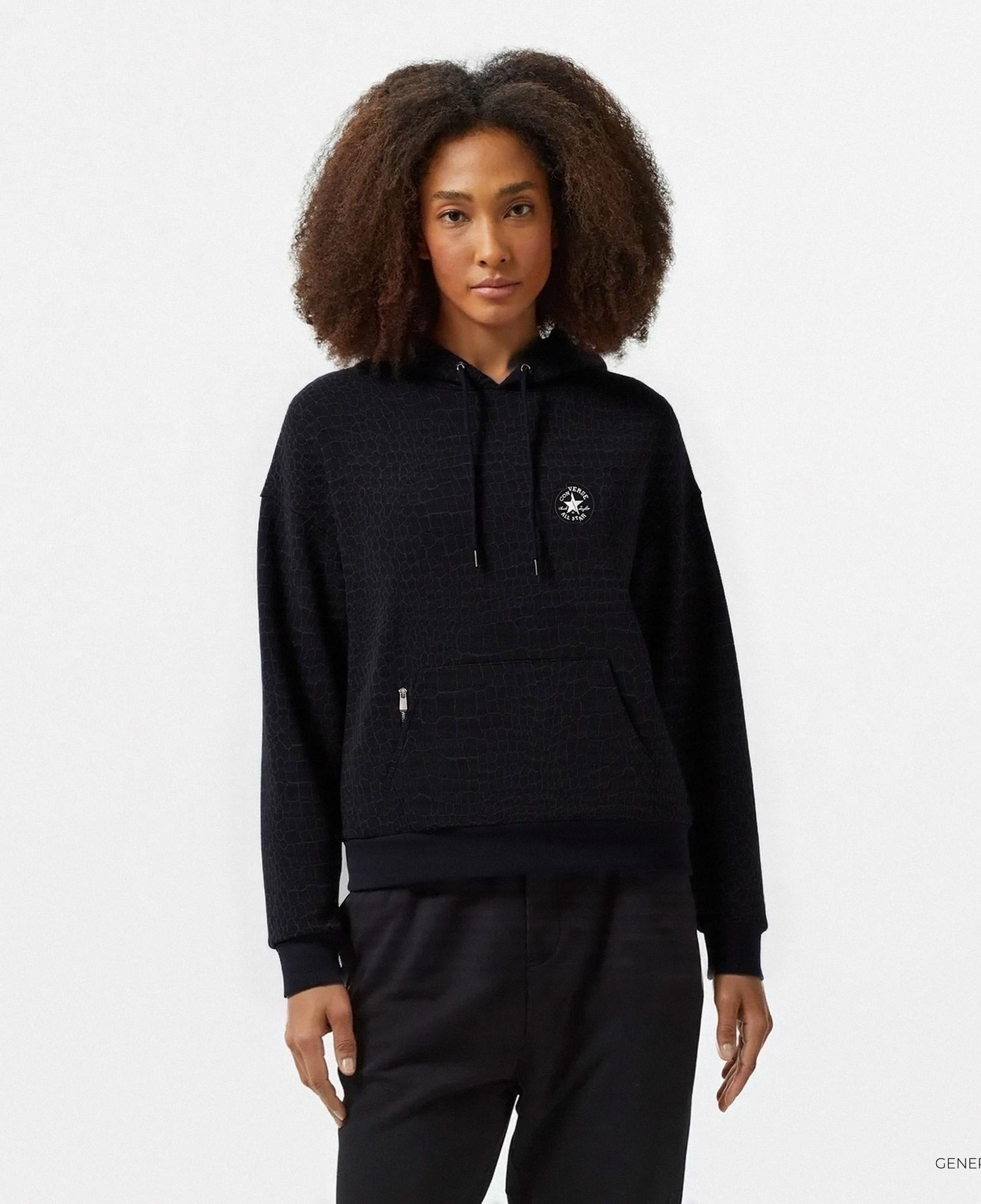 Converse Kadın Desenli Siyah Hoodie