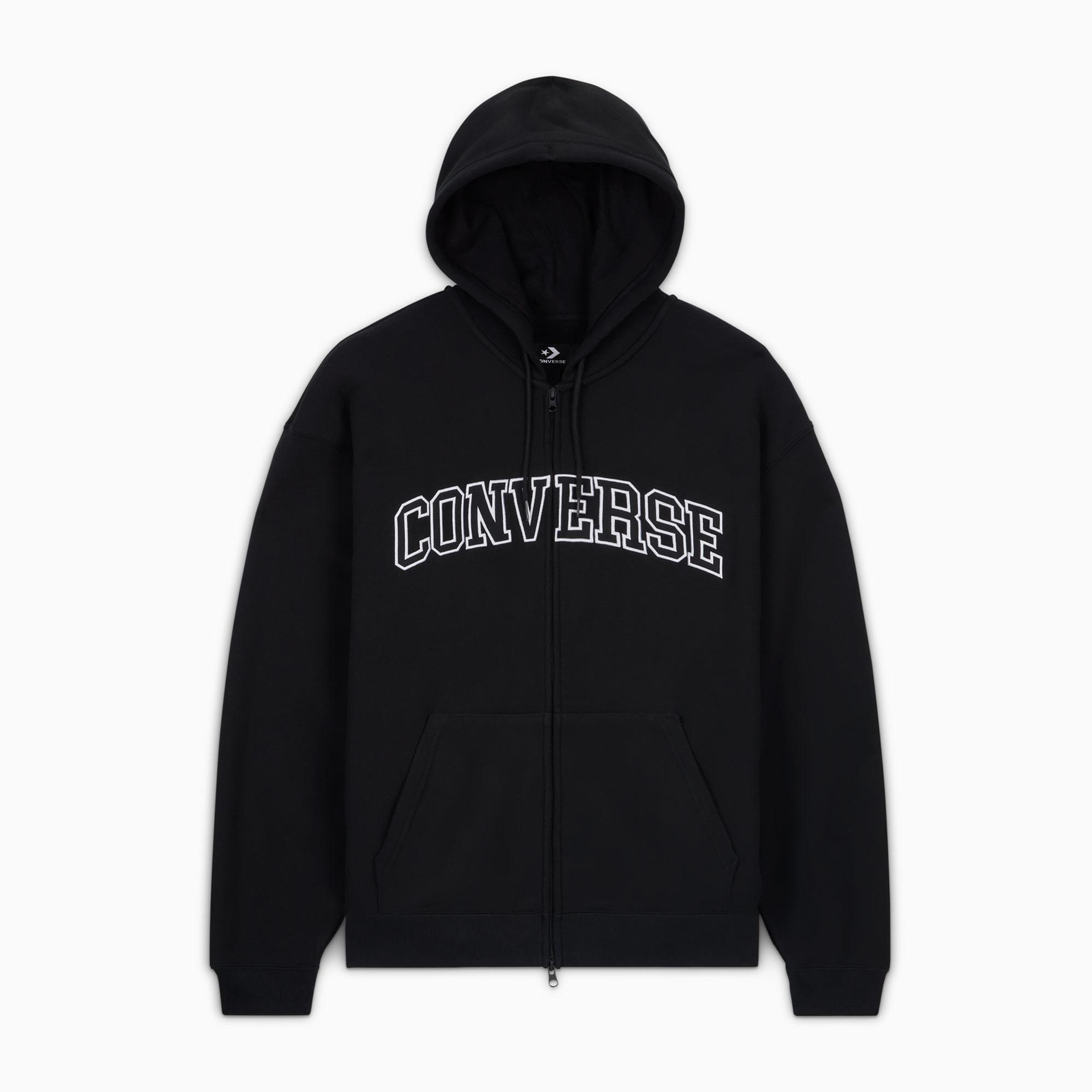 Converse Erkek Fermuarlı Siyah Hoodie