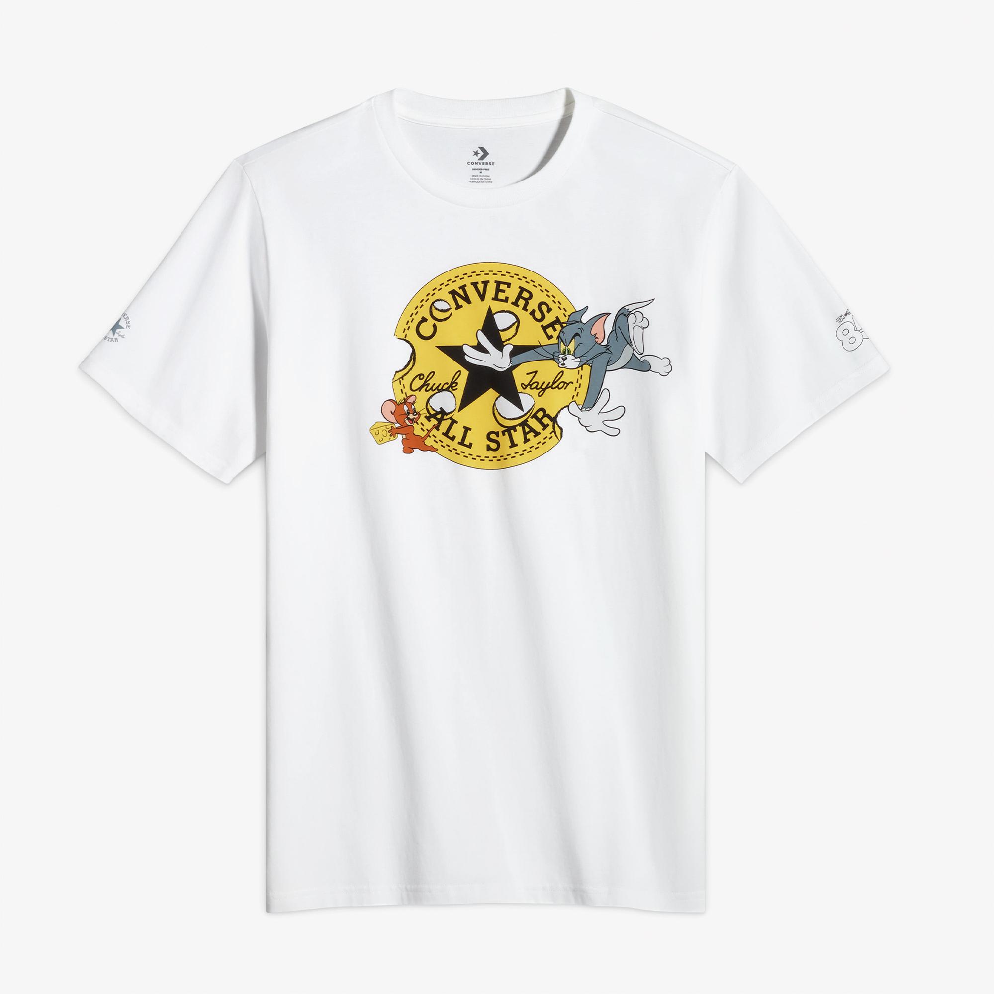 Converse X Tom & Jerry Unisex Beyaz T-Shirt