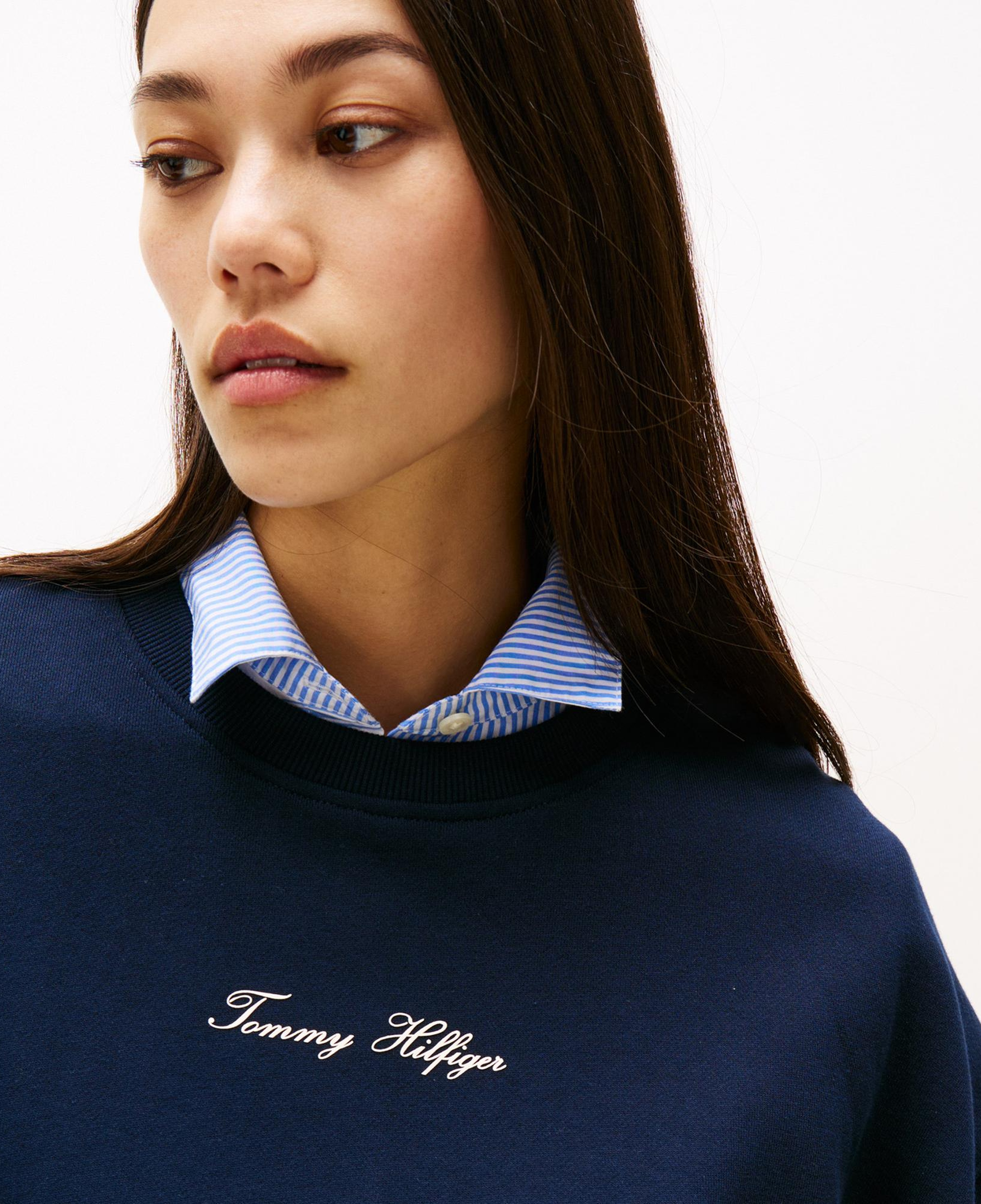 Tommy Hilfiger Classic Script Terry Kadın Lacivert Sweatshirt